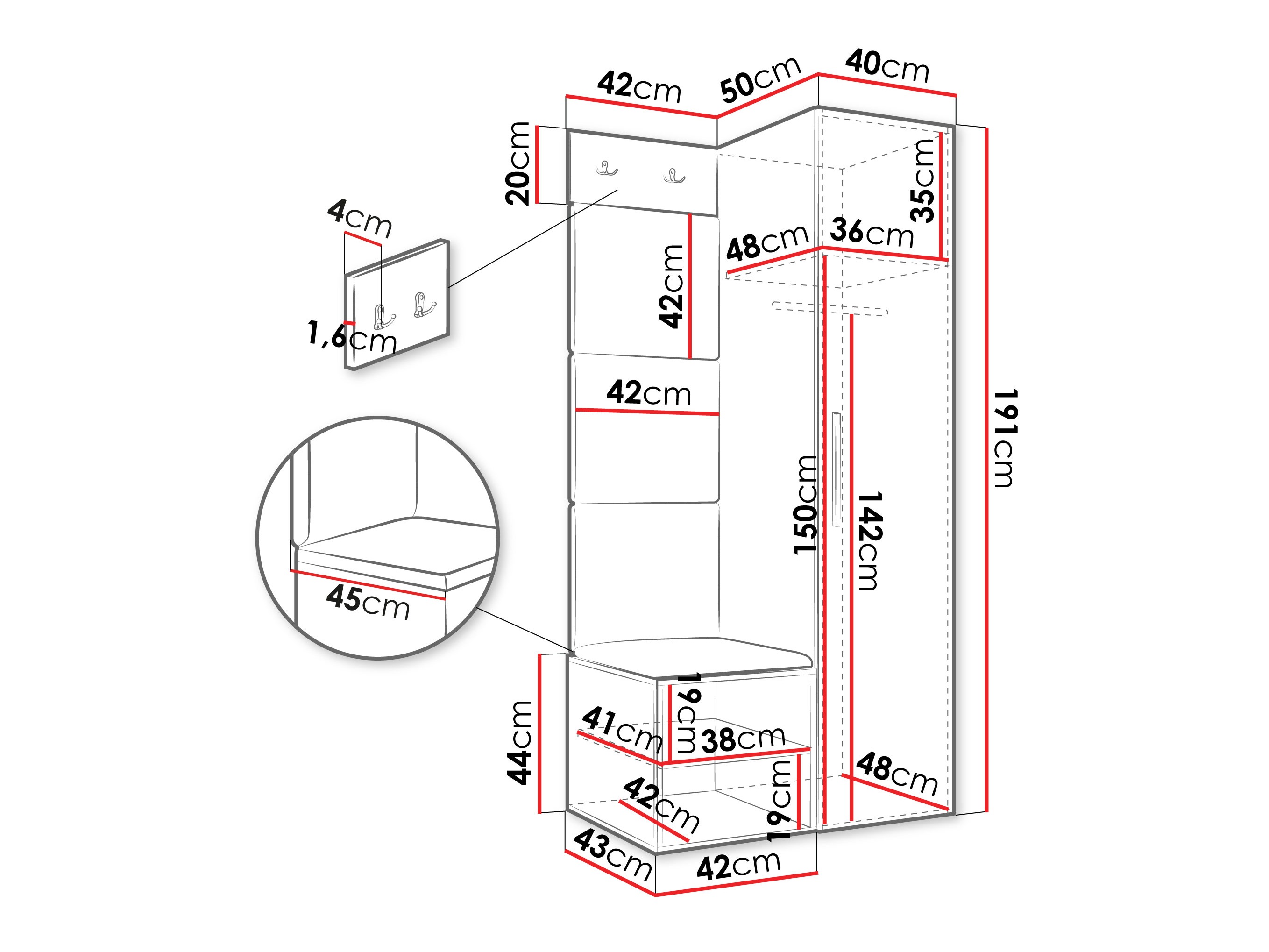 Set za hodnik Hartford 524 (Belo)