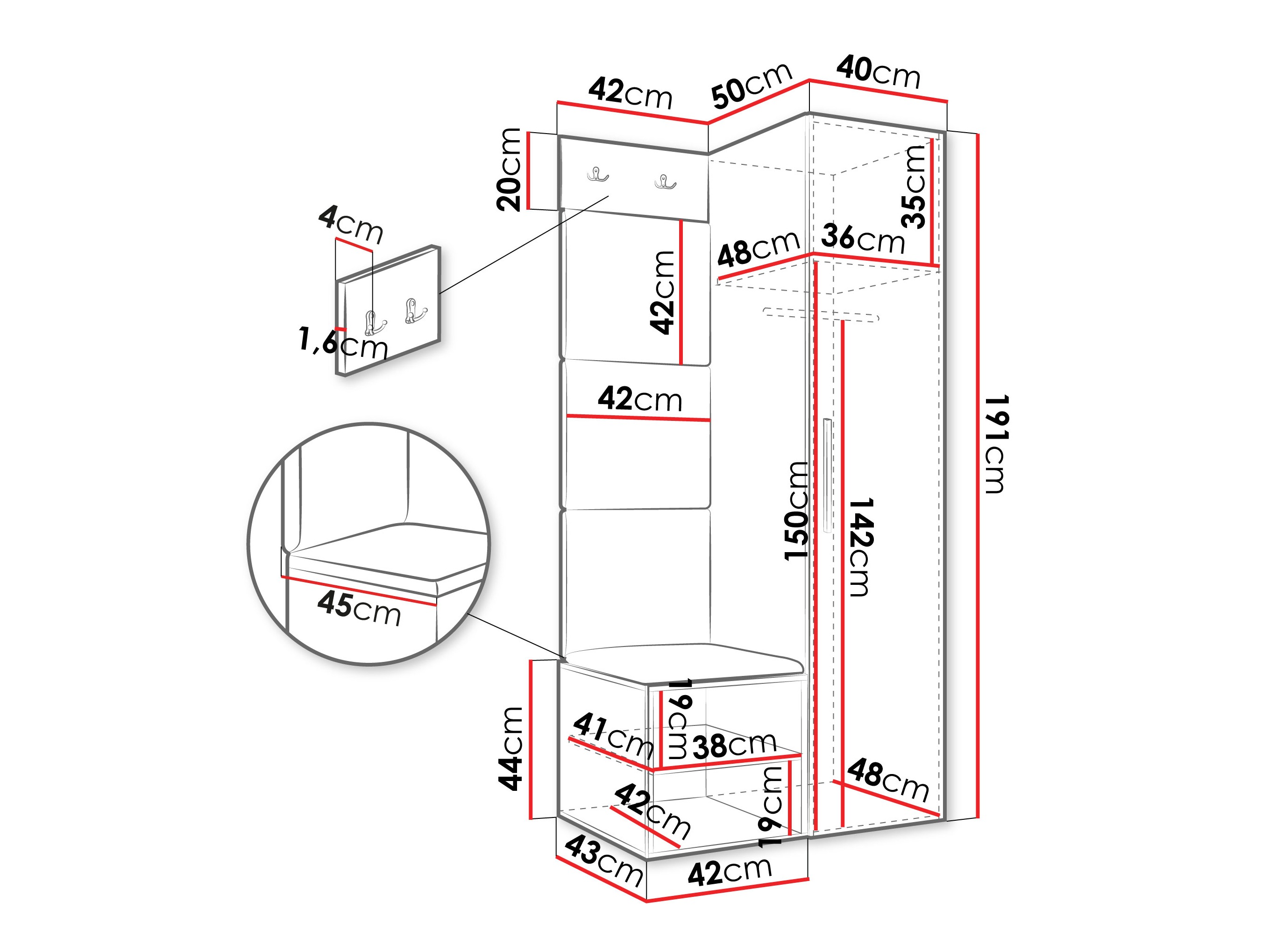 Set za hodnik Hartford 524 (Belo)