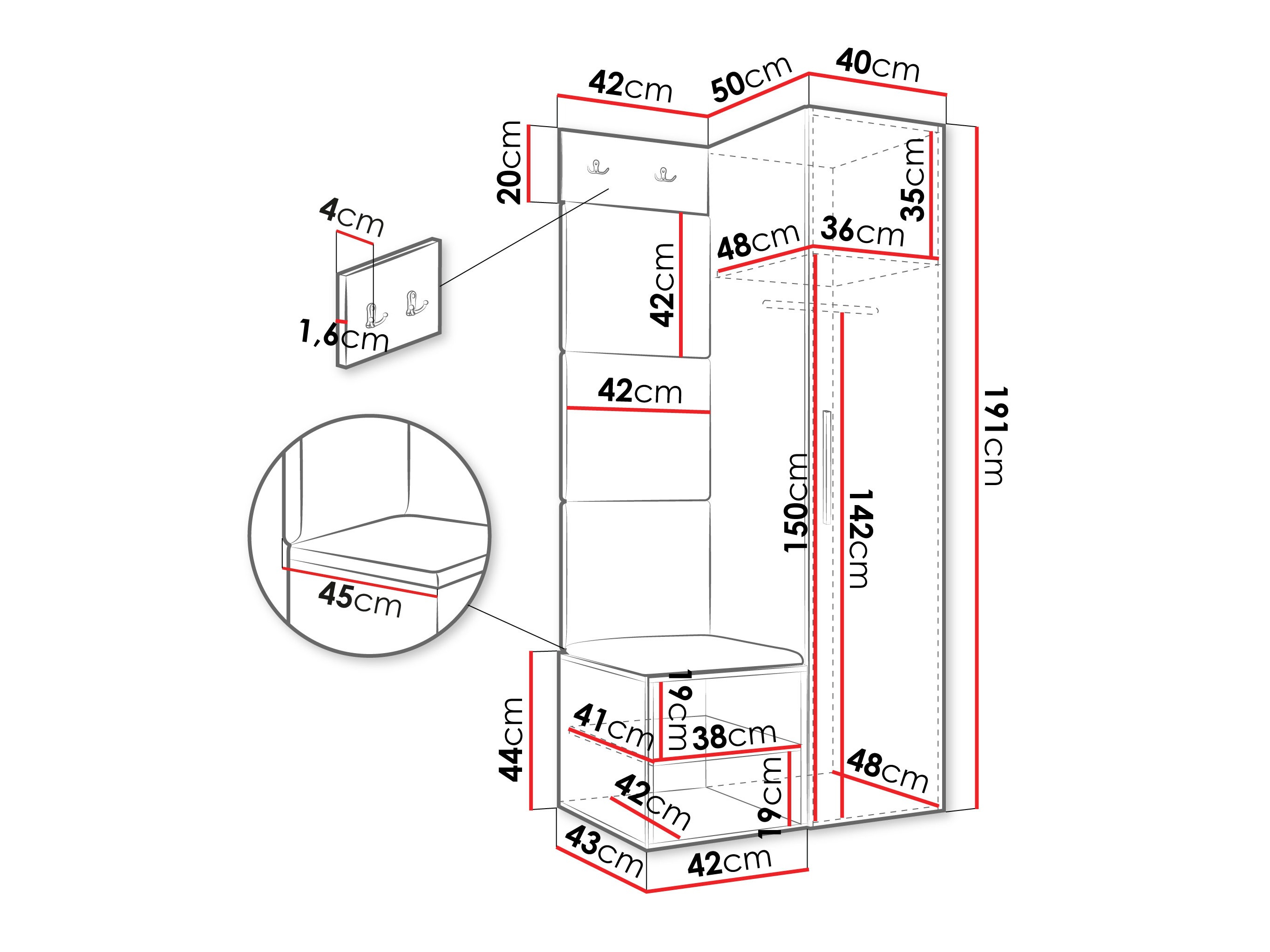 Set za hodnik Hartford 524 (Belo)