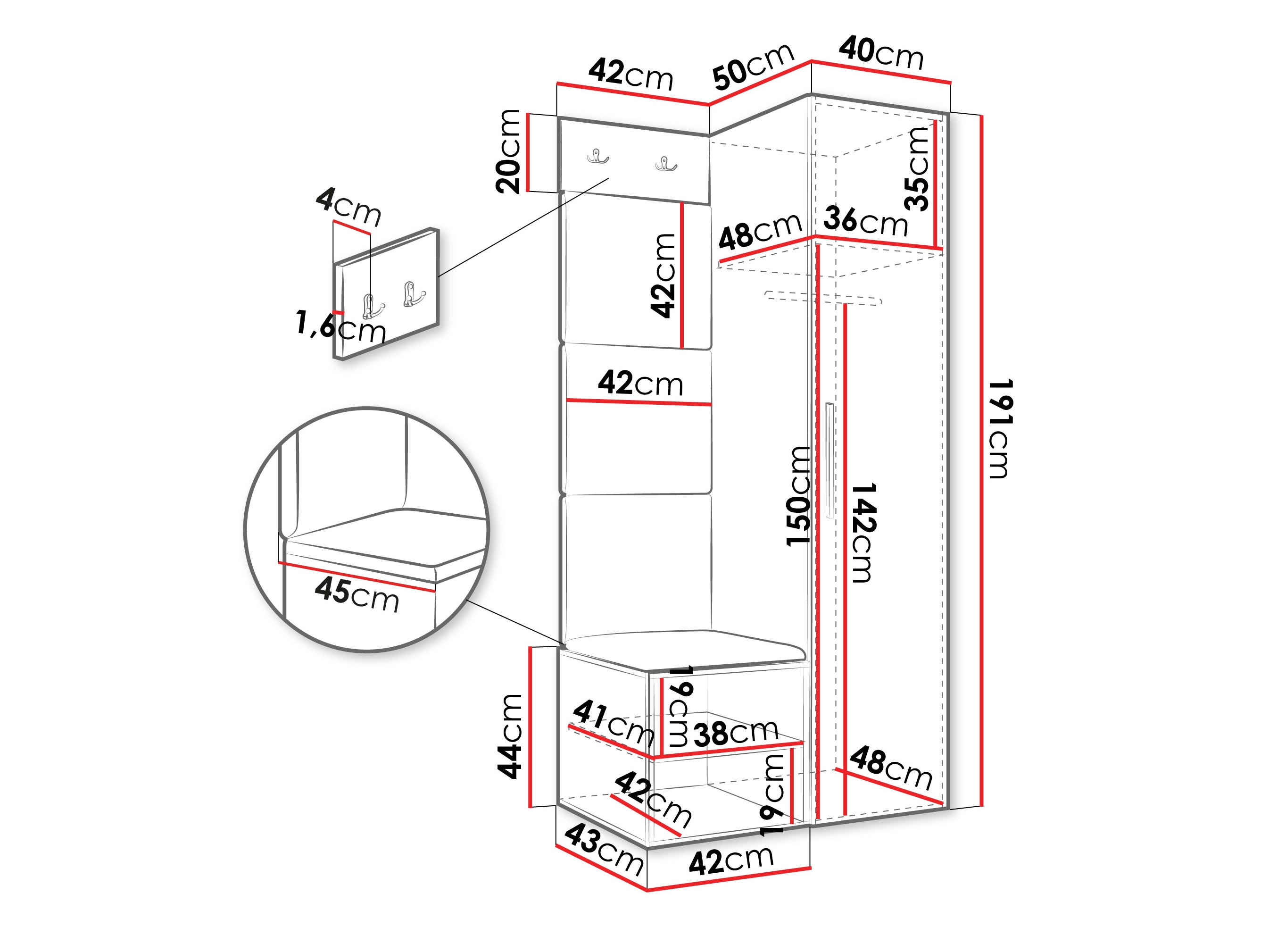 Set za hodnik Hartford 524 (Belo)