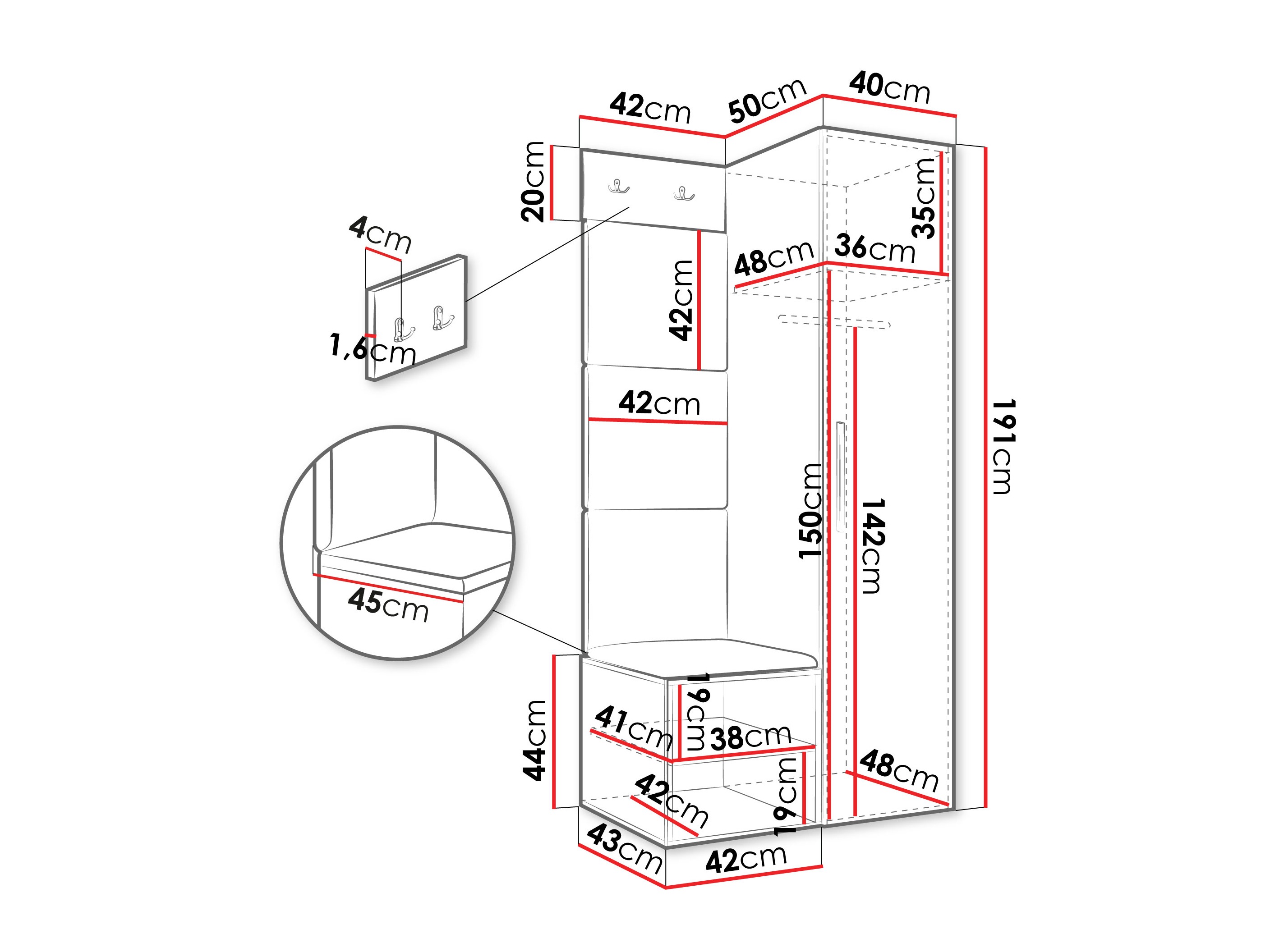 Set za hodnik Hartford 524 (Belo)