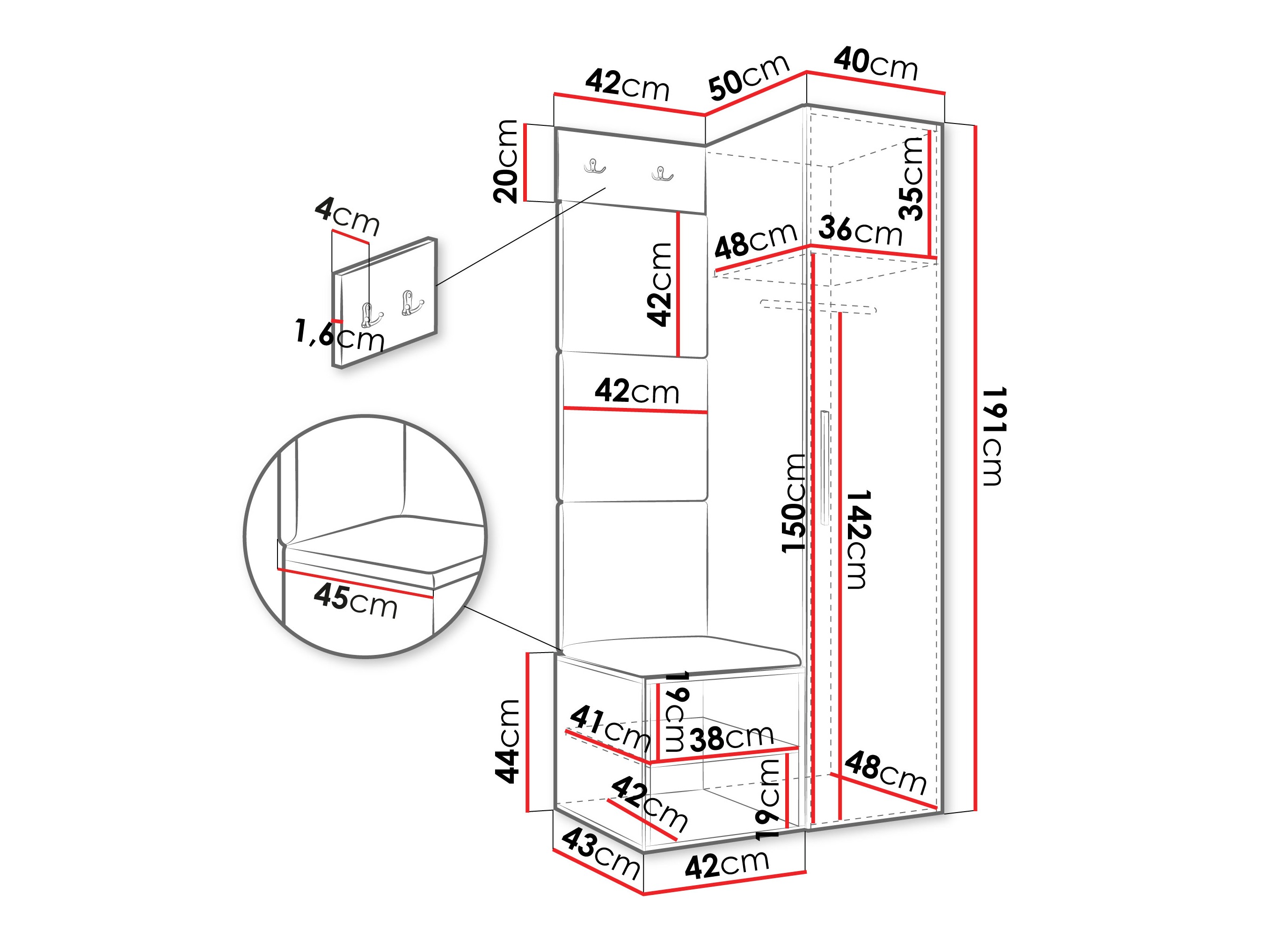 Set za hodnik Hartford 524 (Zanatski hrast)