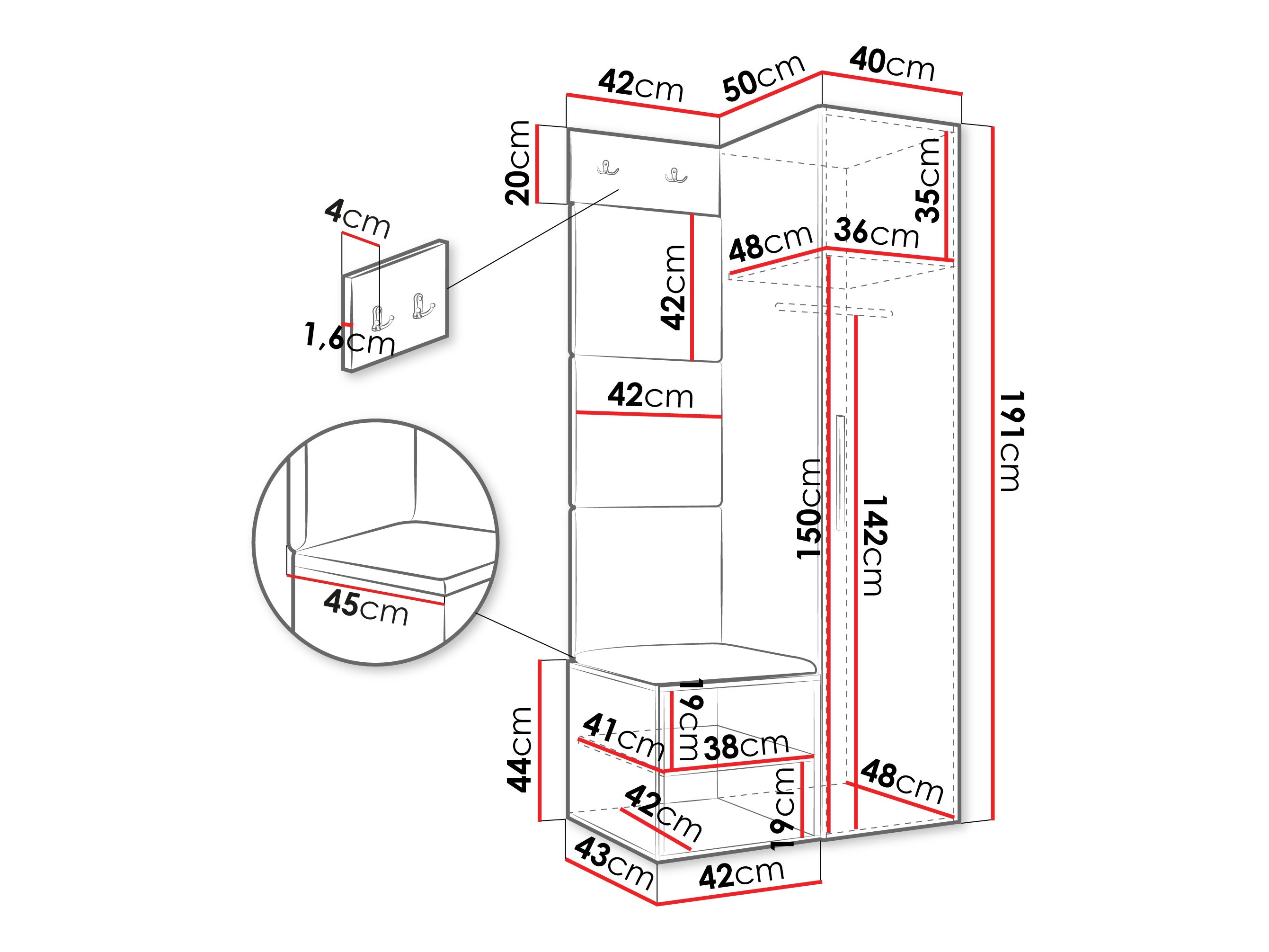 Set za hodnik Hartford 524 (Zanatski hrast)