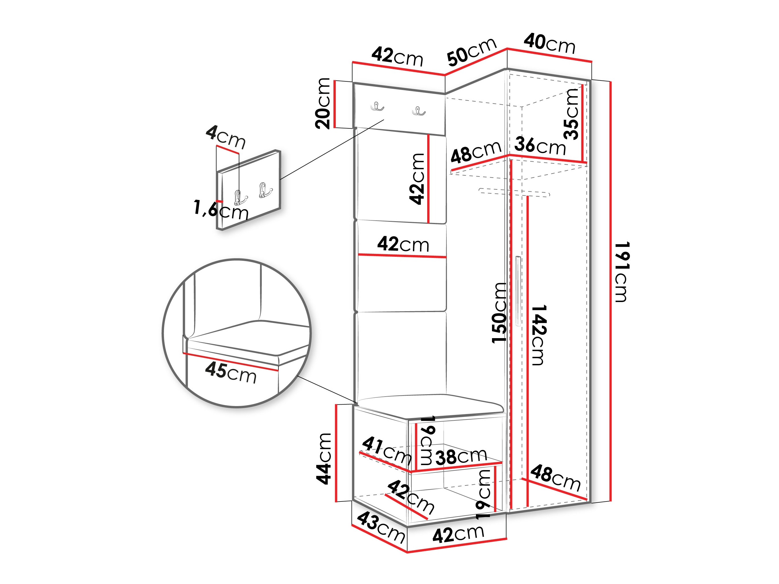 Set za hodnik Hartford 524 (Zanatski hrast)
