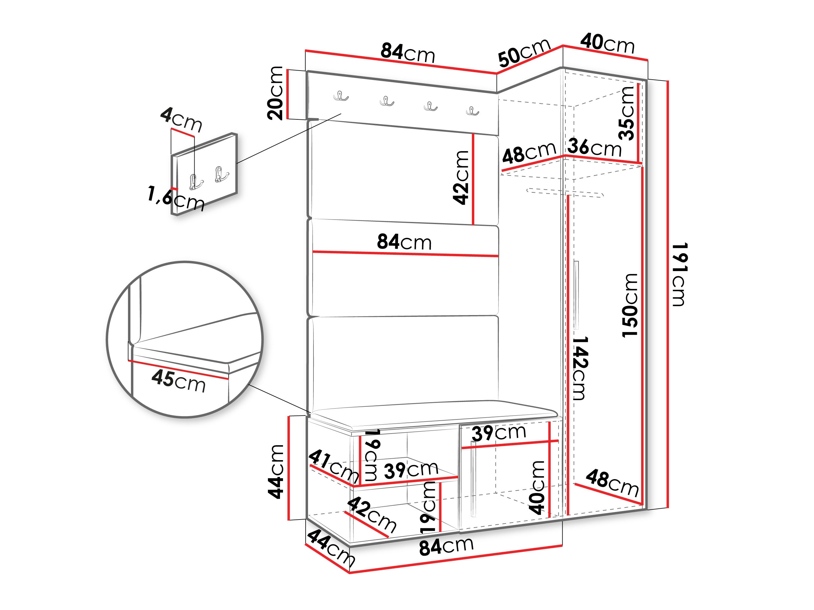 Set za hodnik Hartford 525 (Belo)