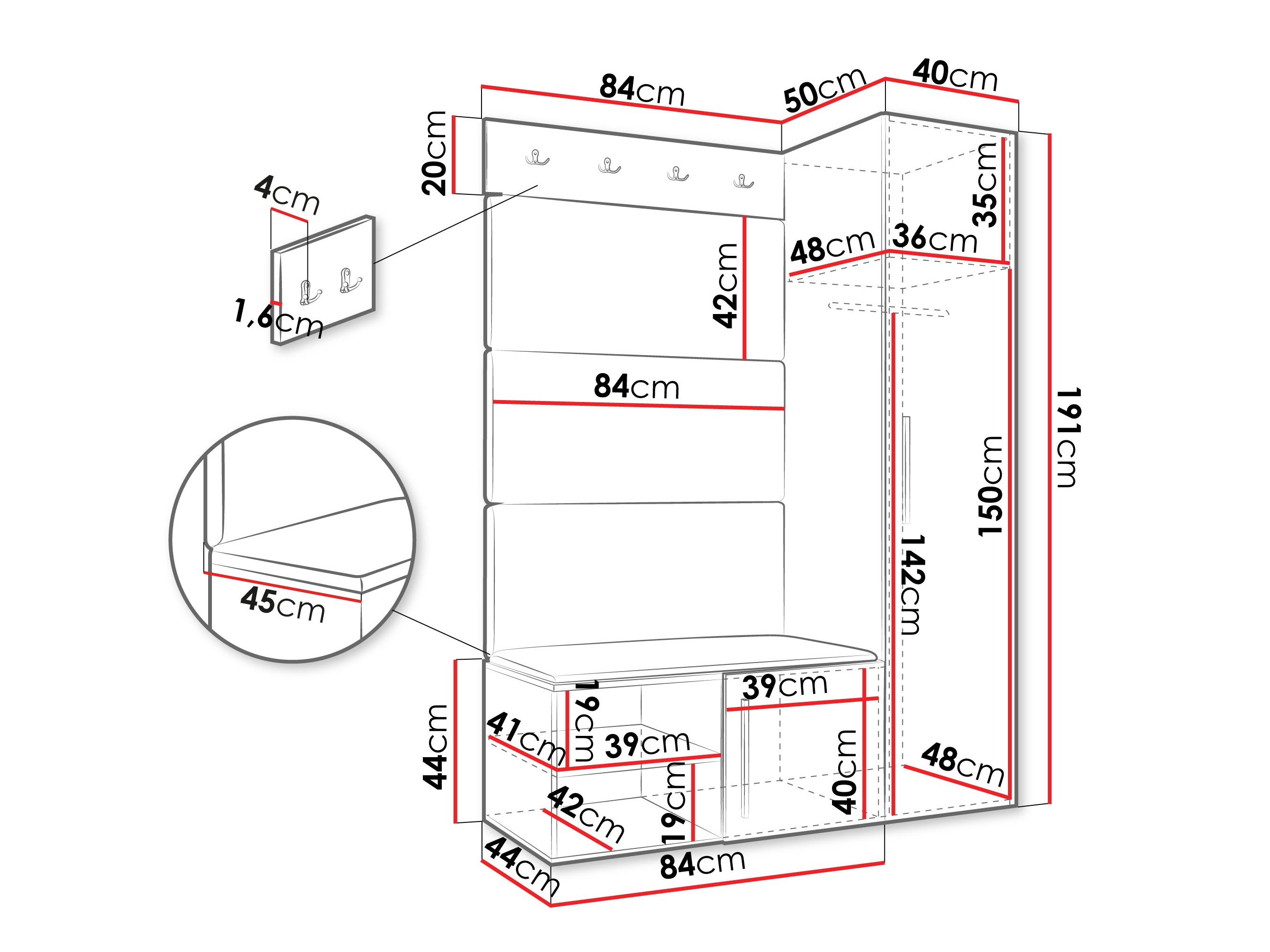 Set za hodnik Hartford 525 (Belo)