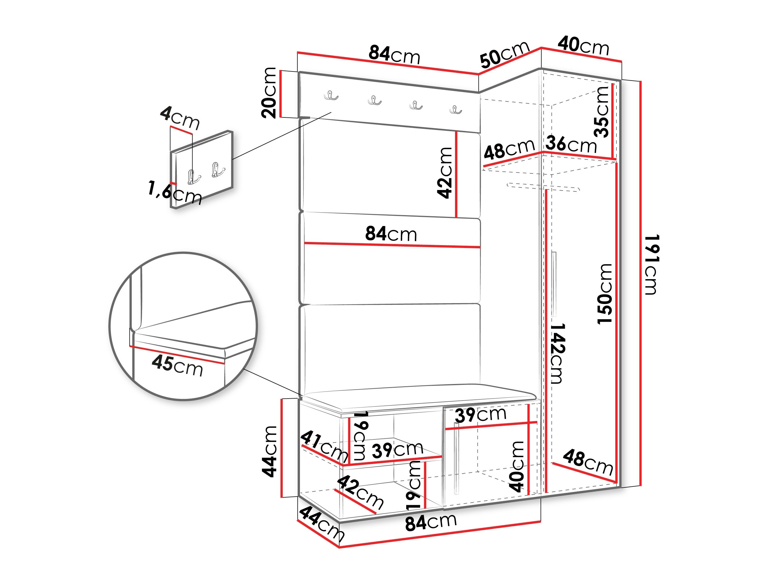 Set za hodnik Hartford 525 (Belo)