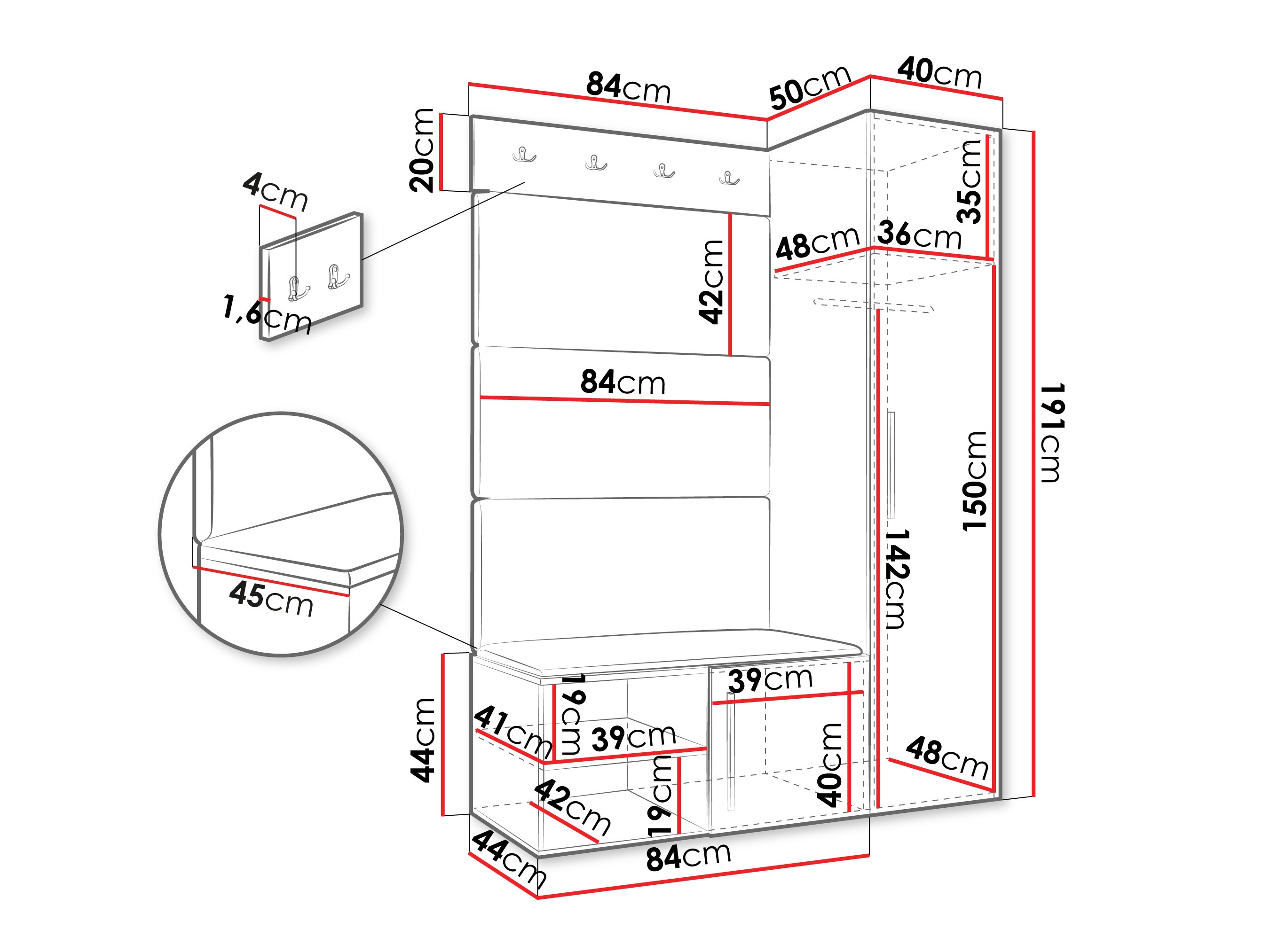 Set za hodnik Hartford 525 (Belo)