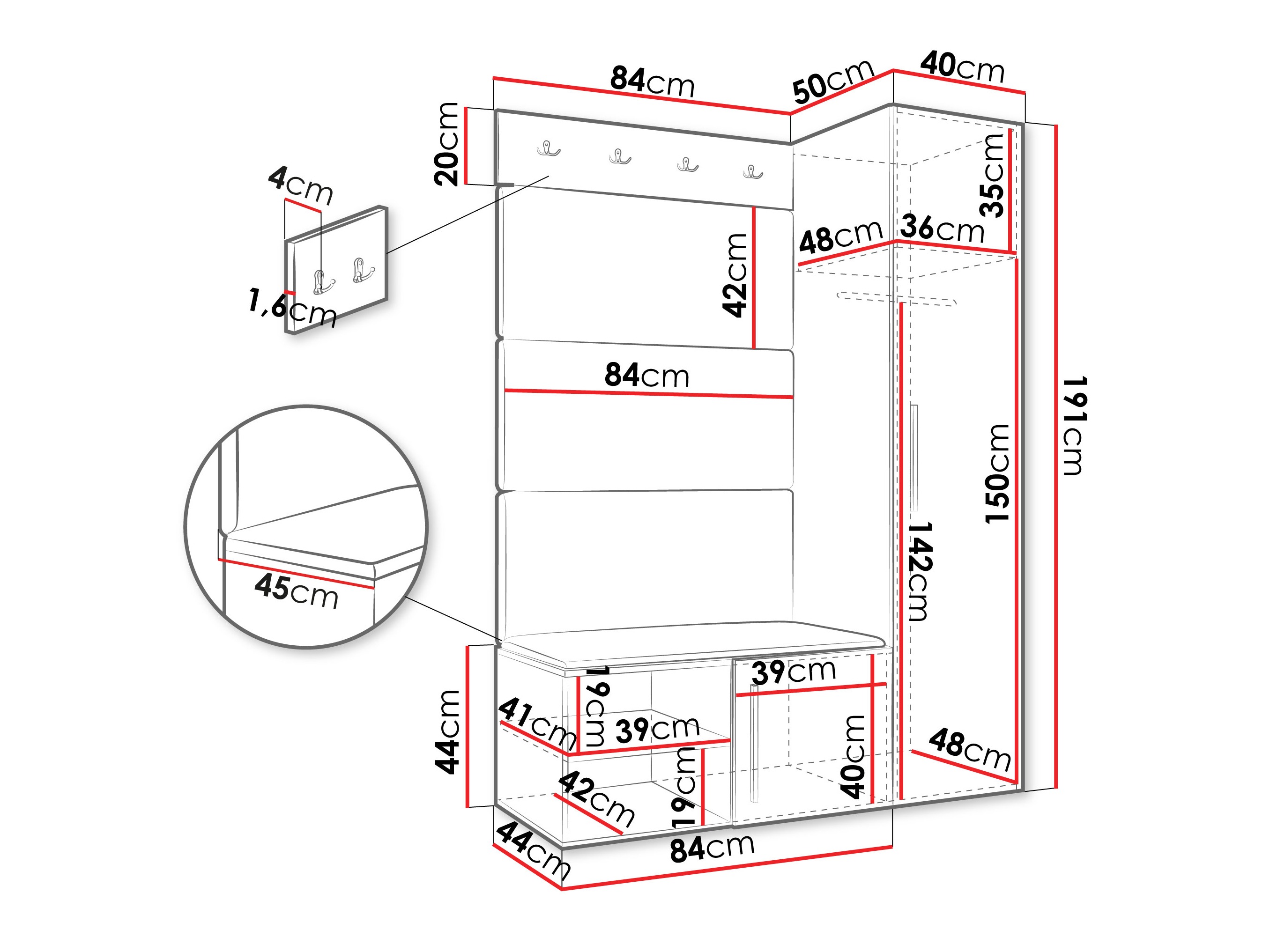 Set za hodnik Hartford 525 (Belo)