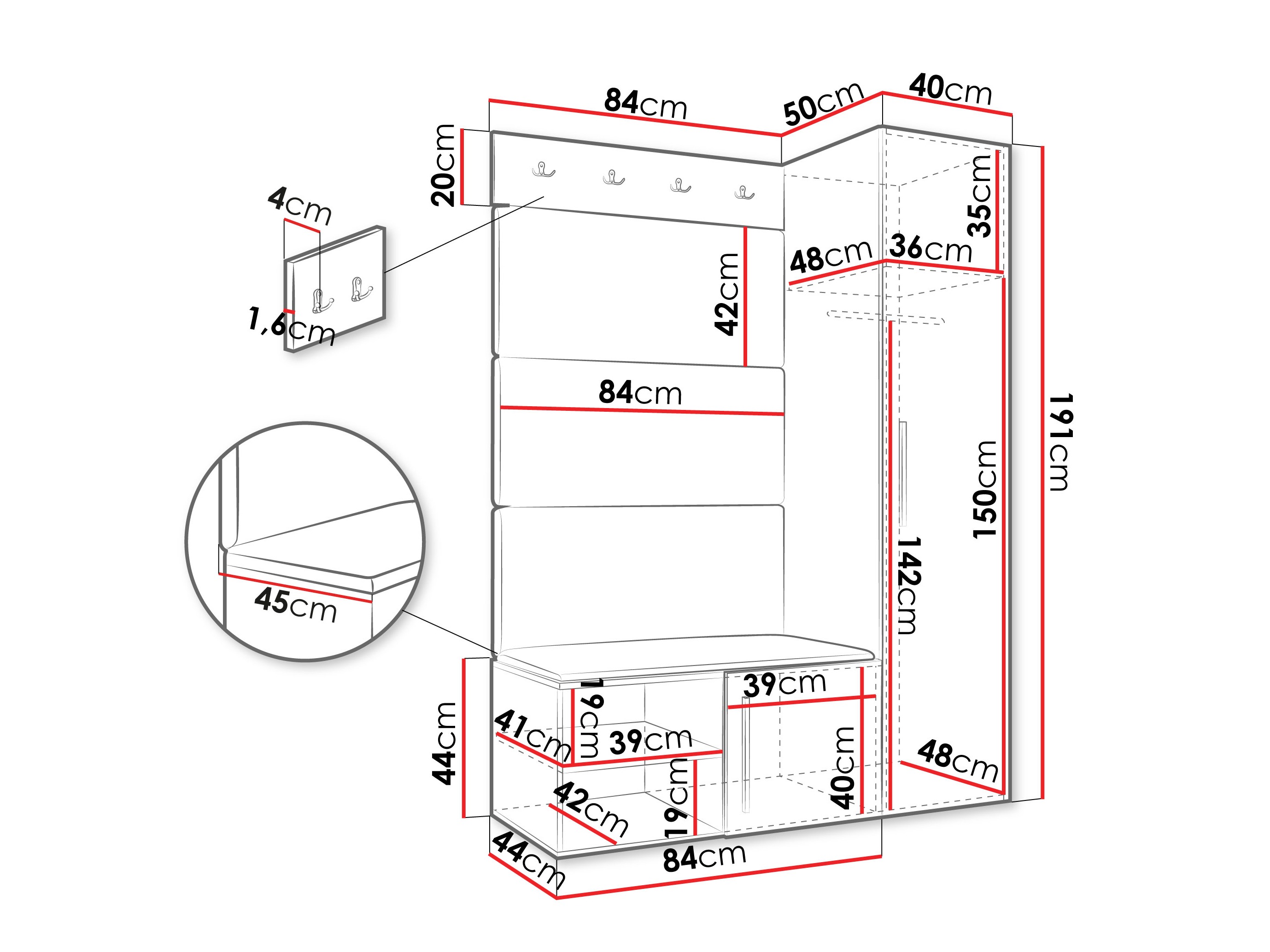 Set za hodnik Hartford 525 (Belo)