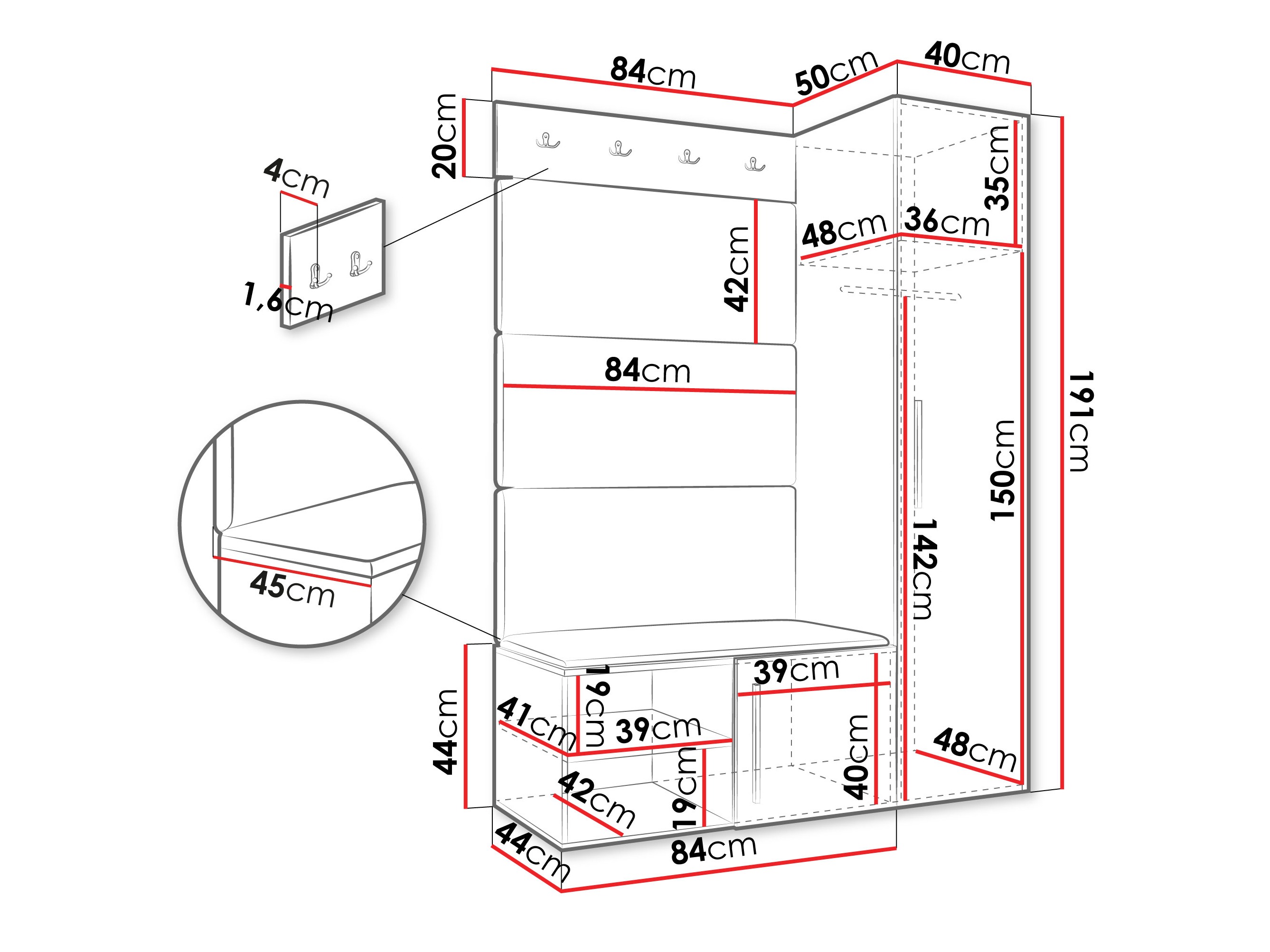 Set za hodnik Hartford 525 (Belo)
