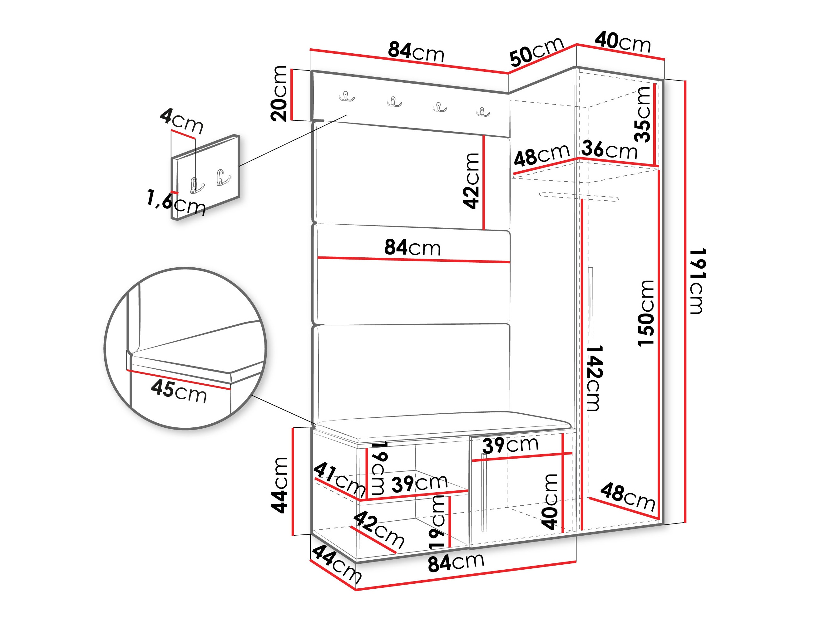 Set za hodnik Hartford 525 (Belo)