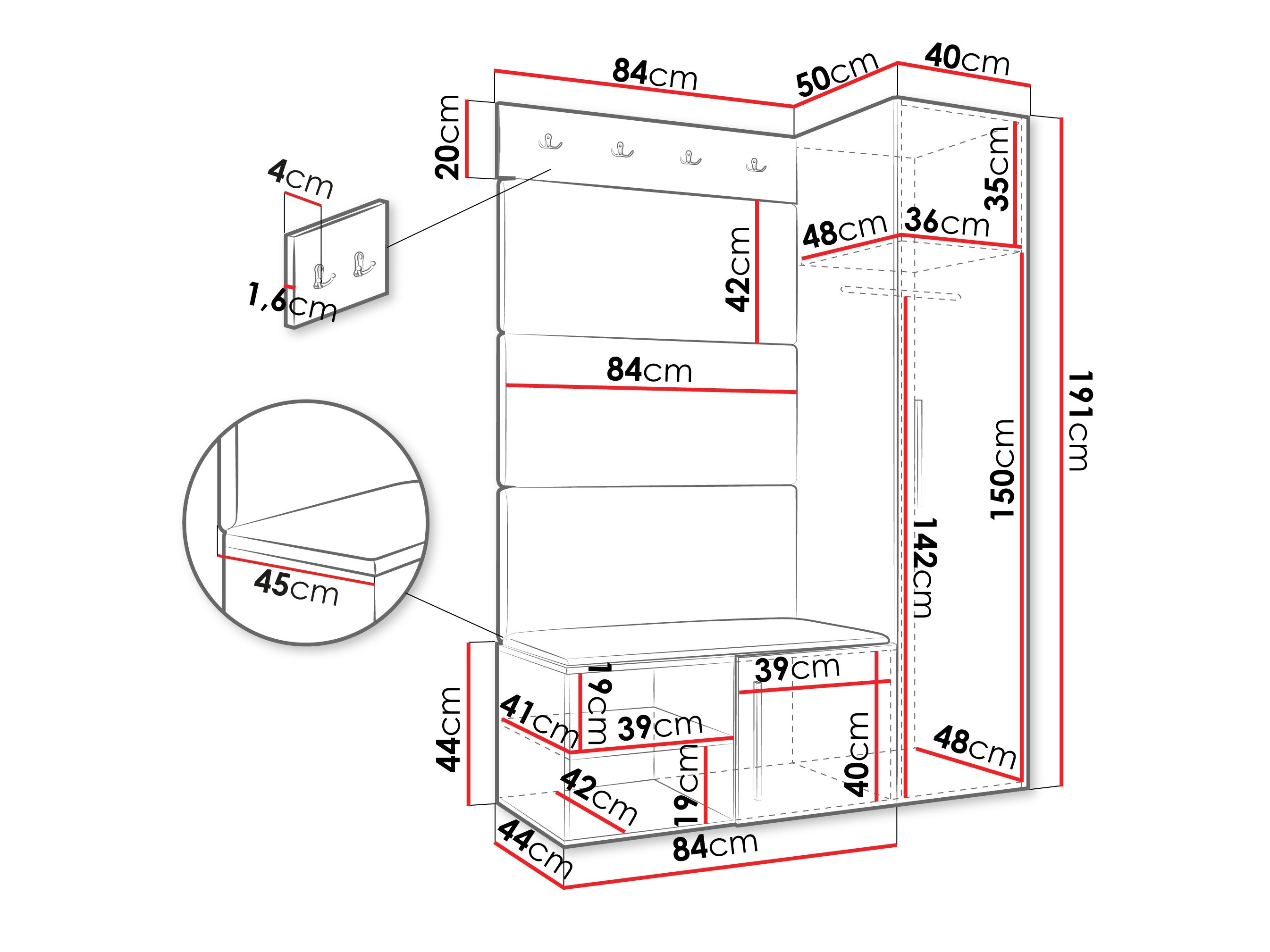Set za hodnik Hartford 525 (Zanatski hrast)