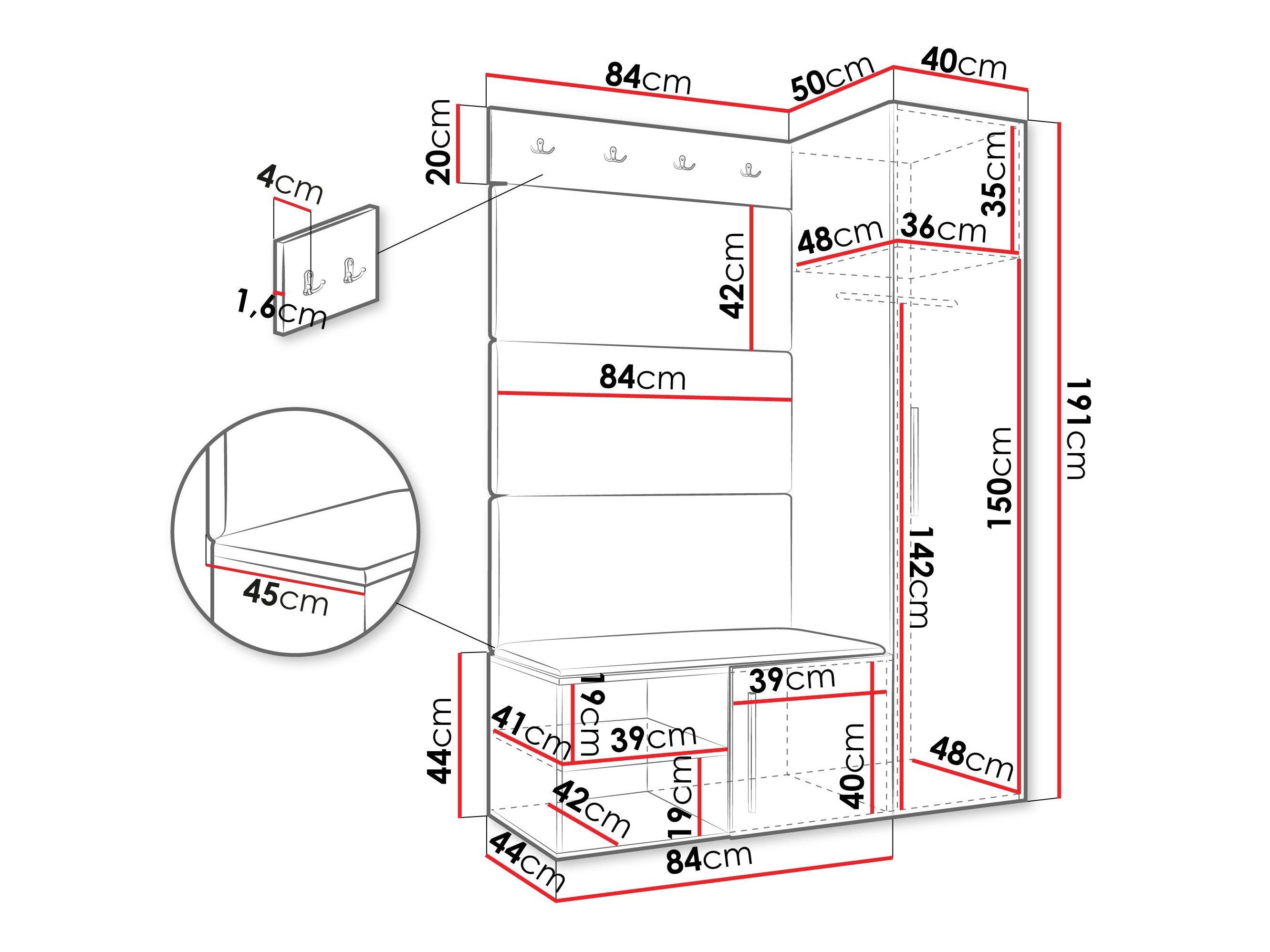 Set za hodnik Hartford 525 (Zanatski hrast)