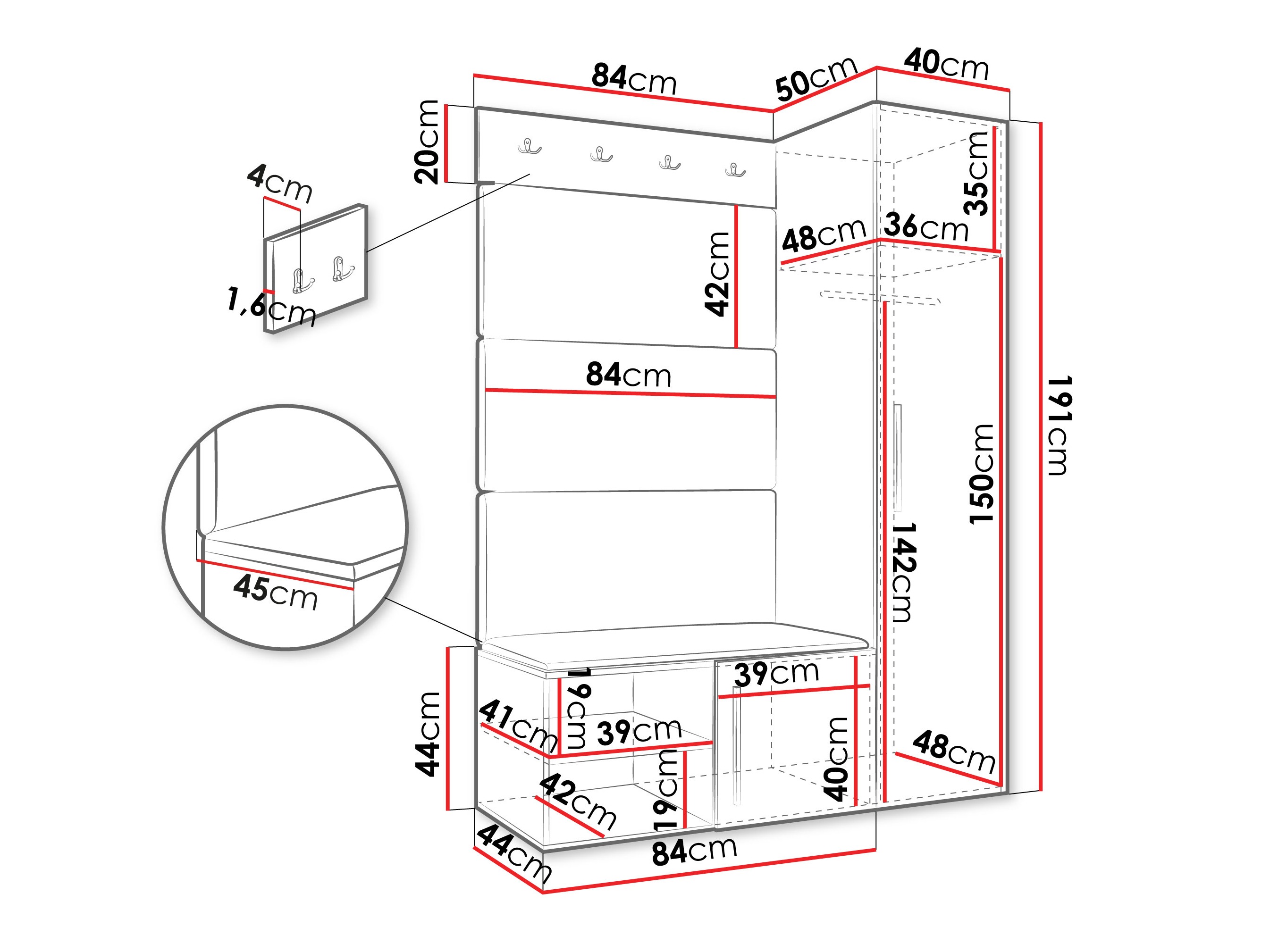 Set za hodnik Hartford 525 (Zanatski hrast)