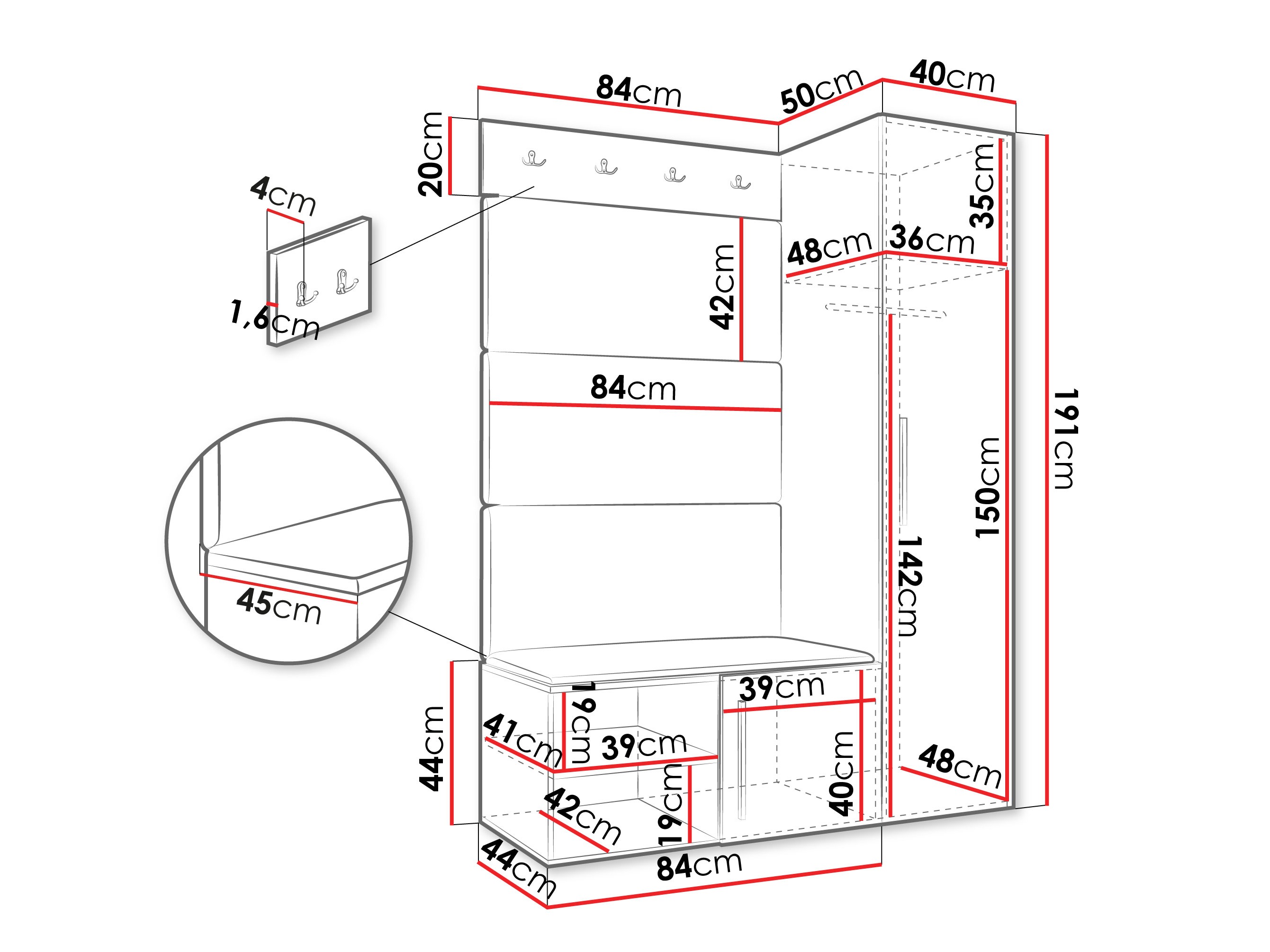 Set za hodnik Hartford 525 (Zanatski hrast)