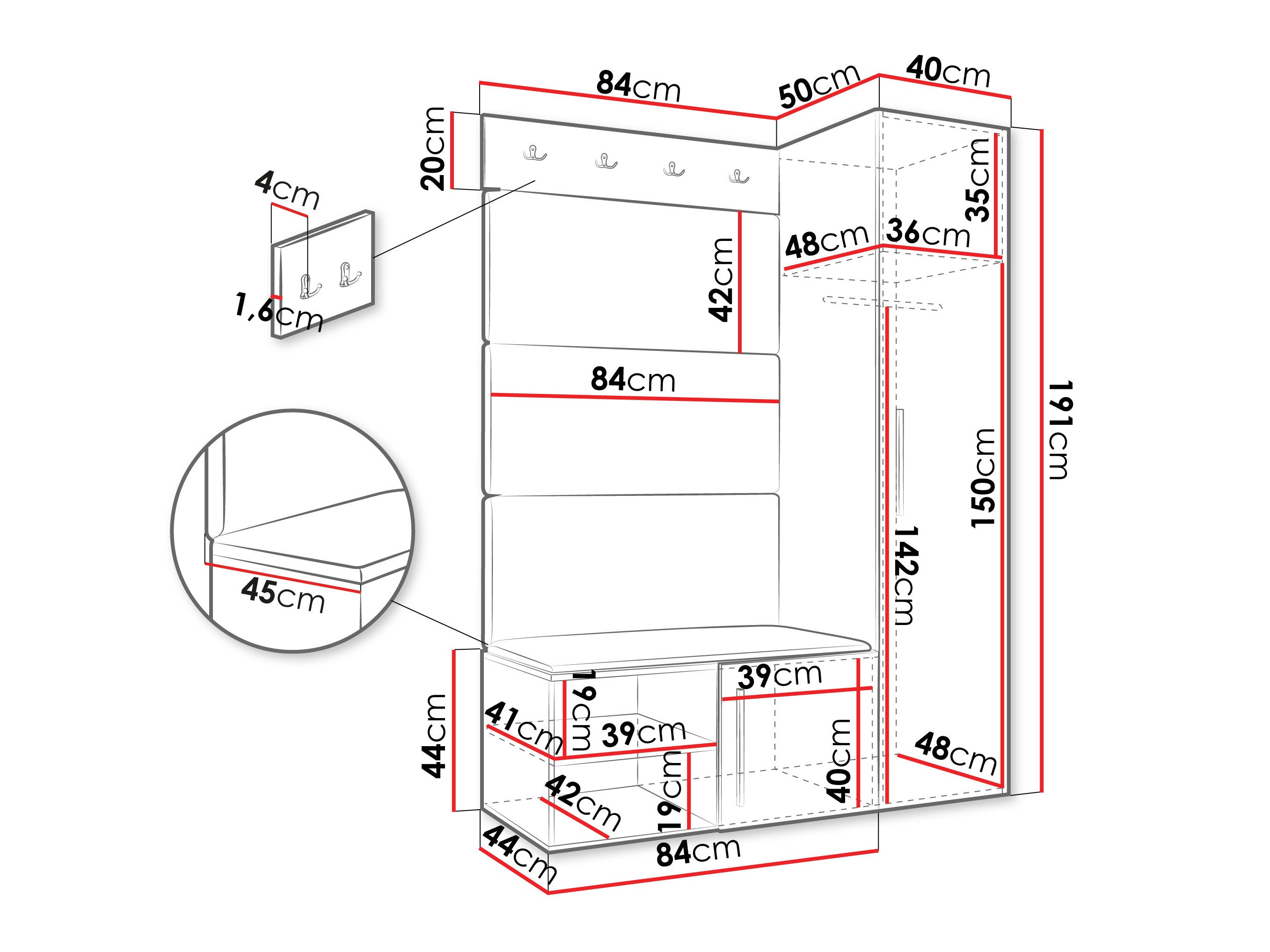 Set za hodnik Hartford 525 (Zanatski hrast)