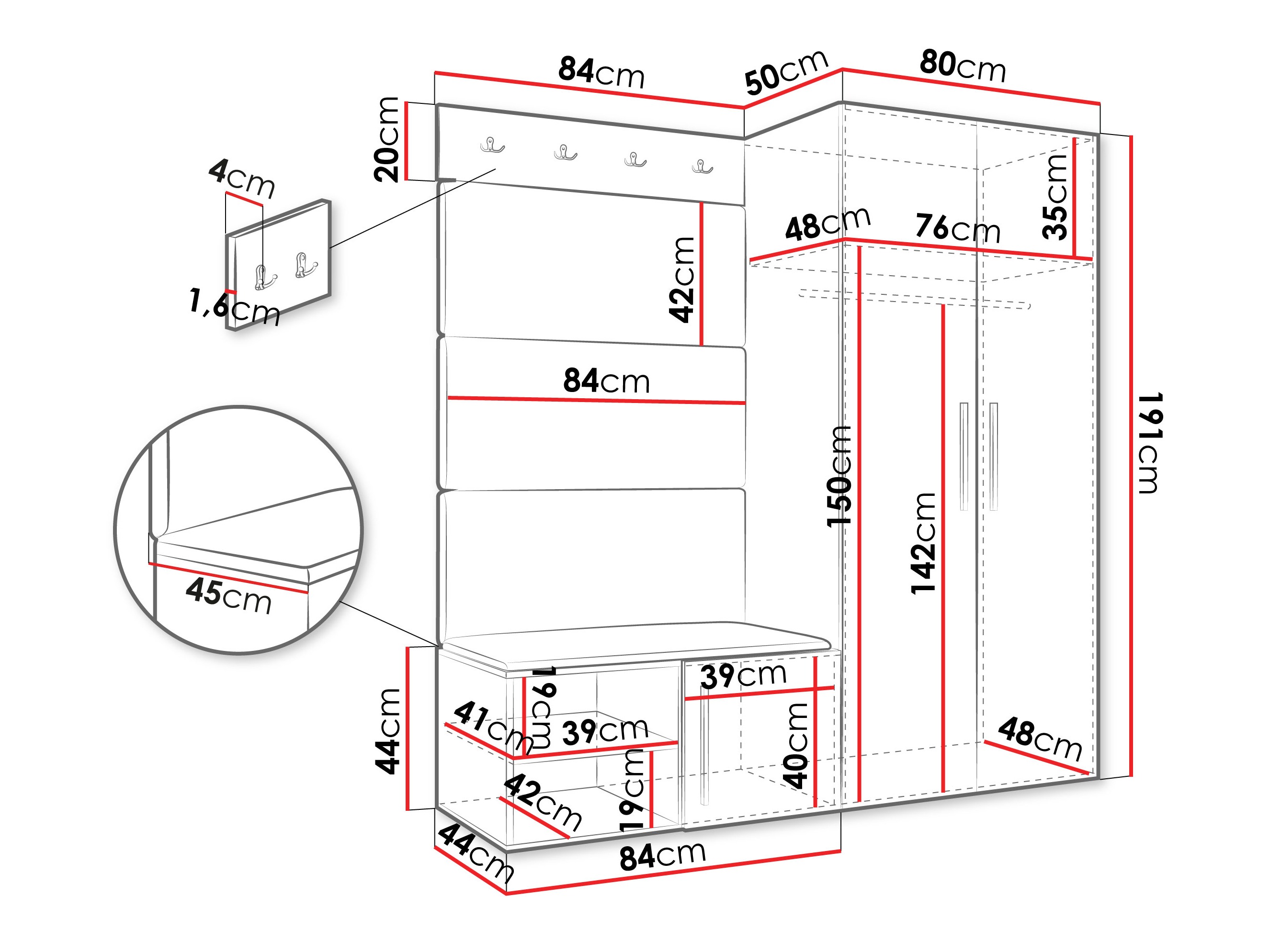 Set za hodnik Hartford 526 (Belo)