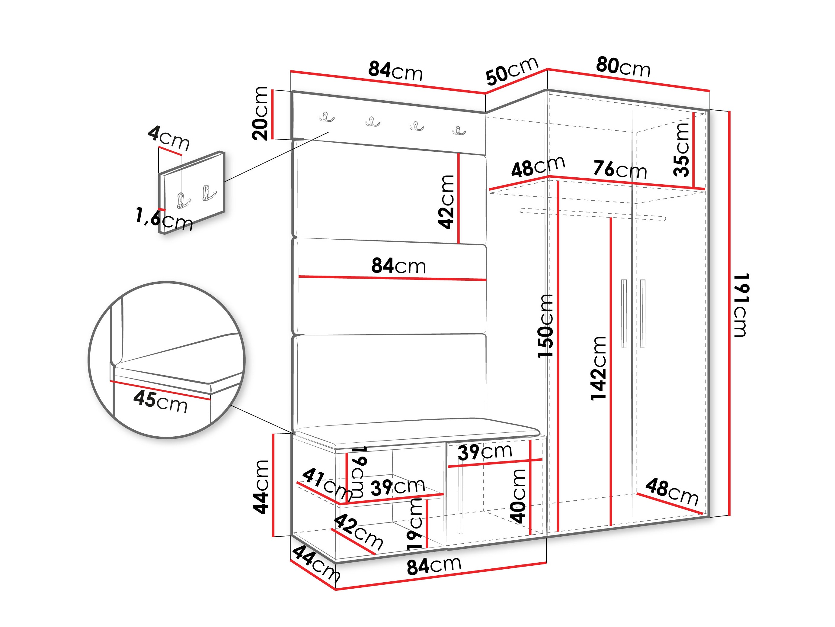 Set za hodnik Hartford 526 (Belo)