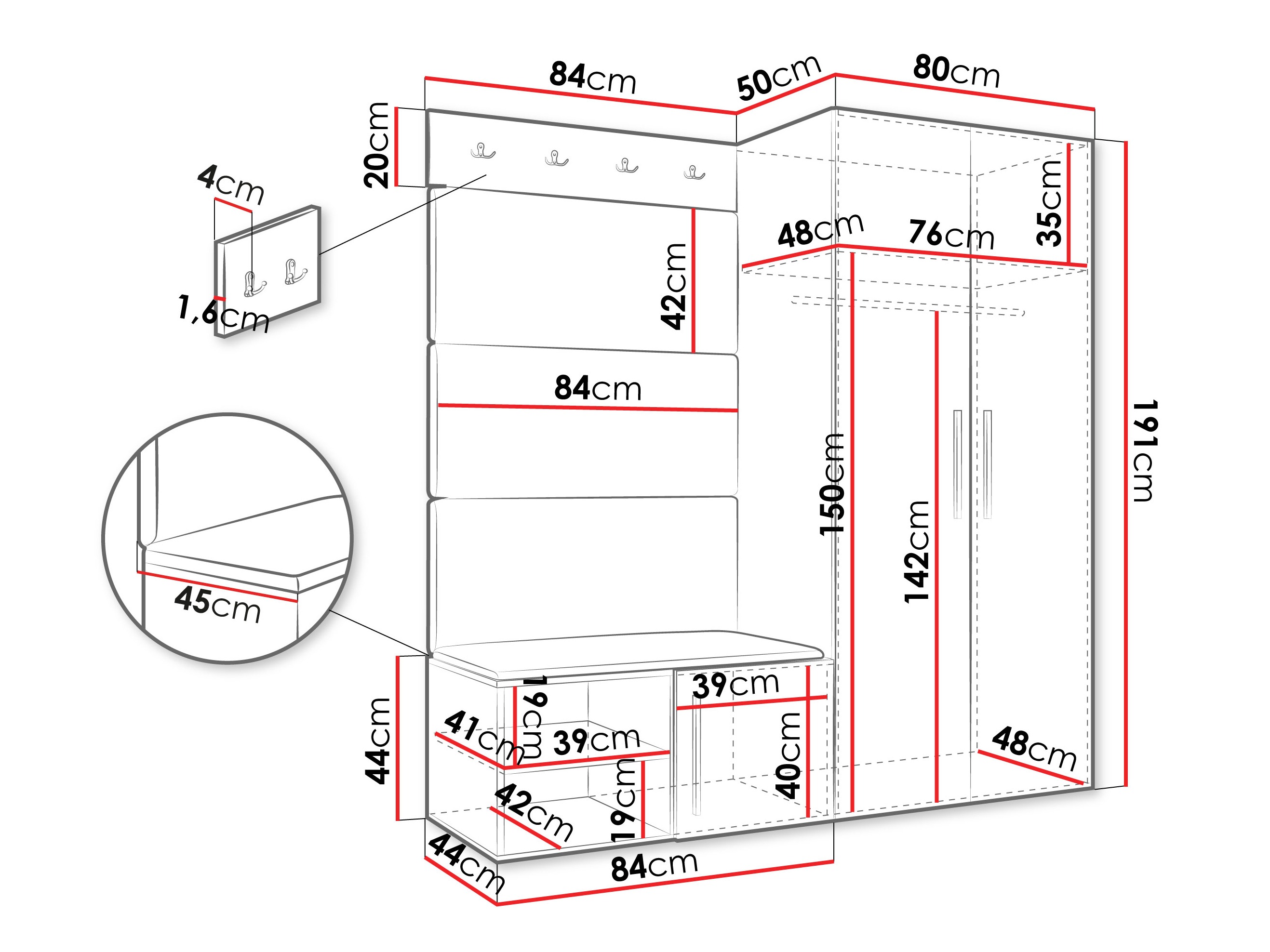 Set za hodnik Hartford 526 (Belo)