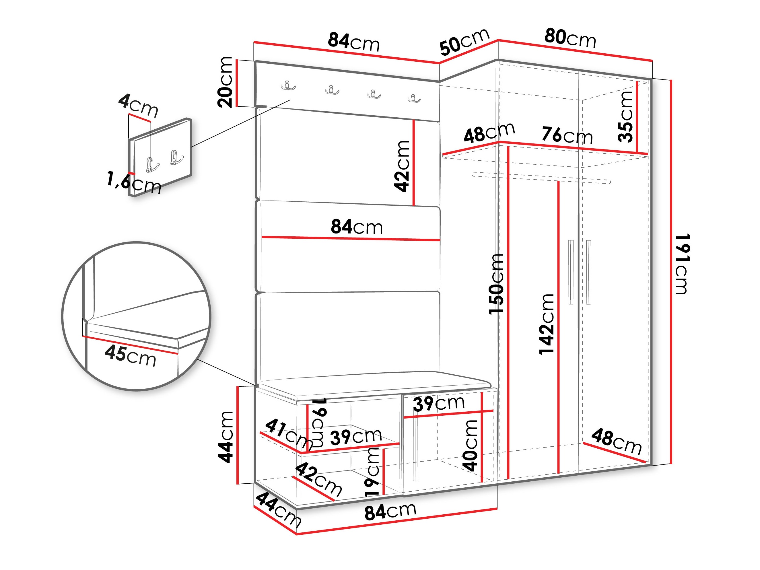 Set za hodnik Hartford 526 (Belo)