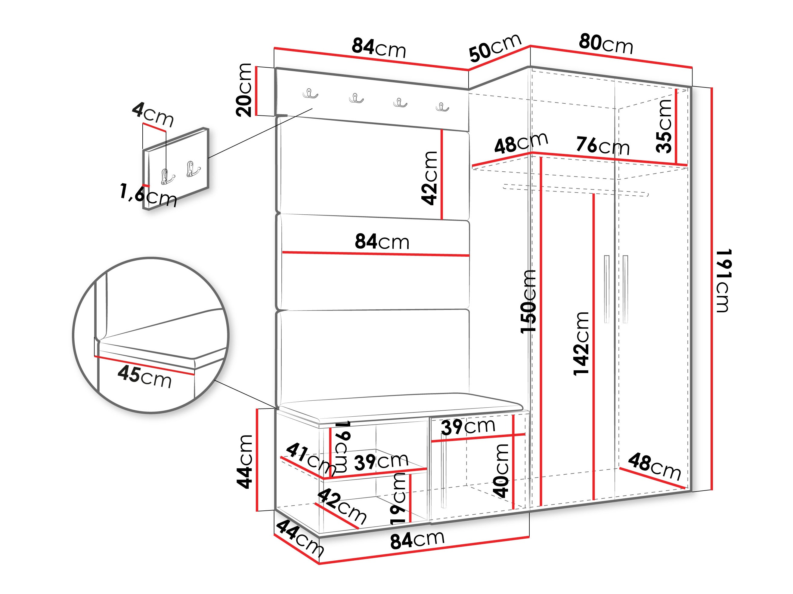 Set za hodnik Hartford 526 (Belo)