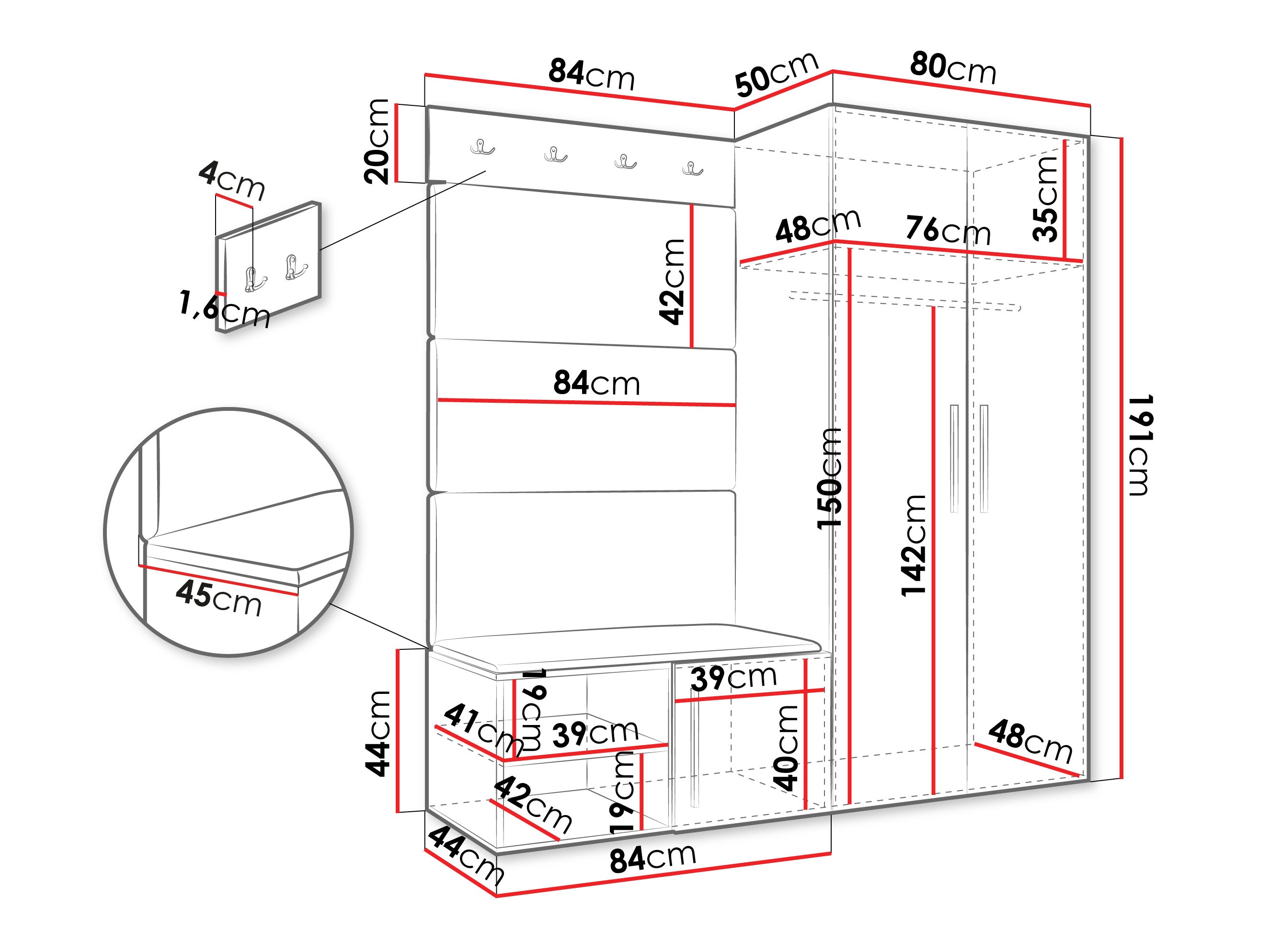 Set za hodnik Hartford 526 (Zanatski hrast)