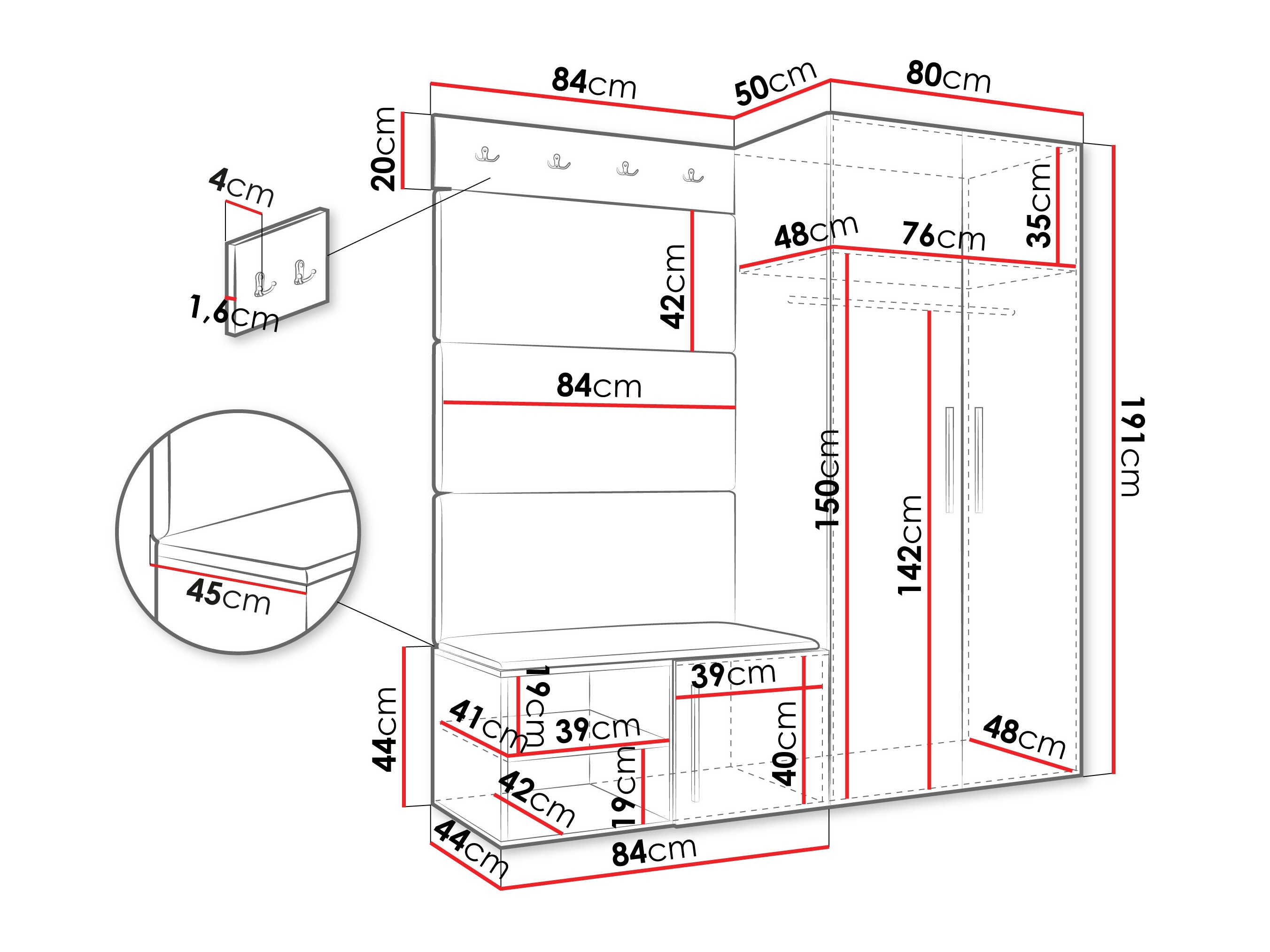 Set za hodnik Hartford 526 (Zanatski hrast)