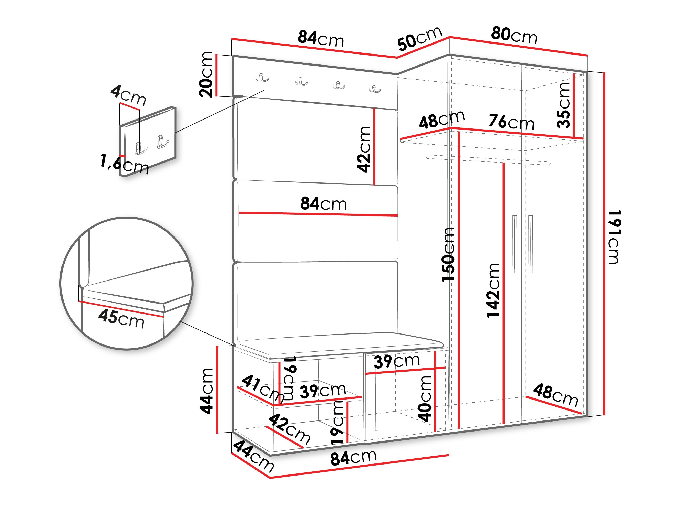 Set za hodnik Hartford 526 (Zanatski hrast)