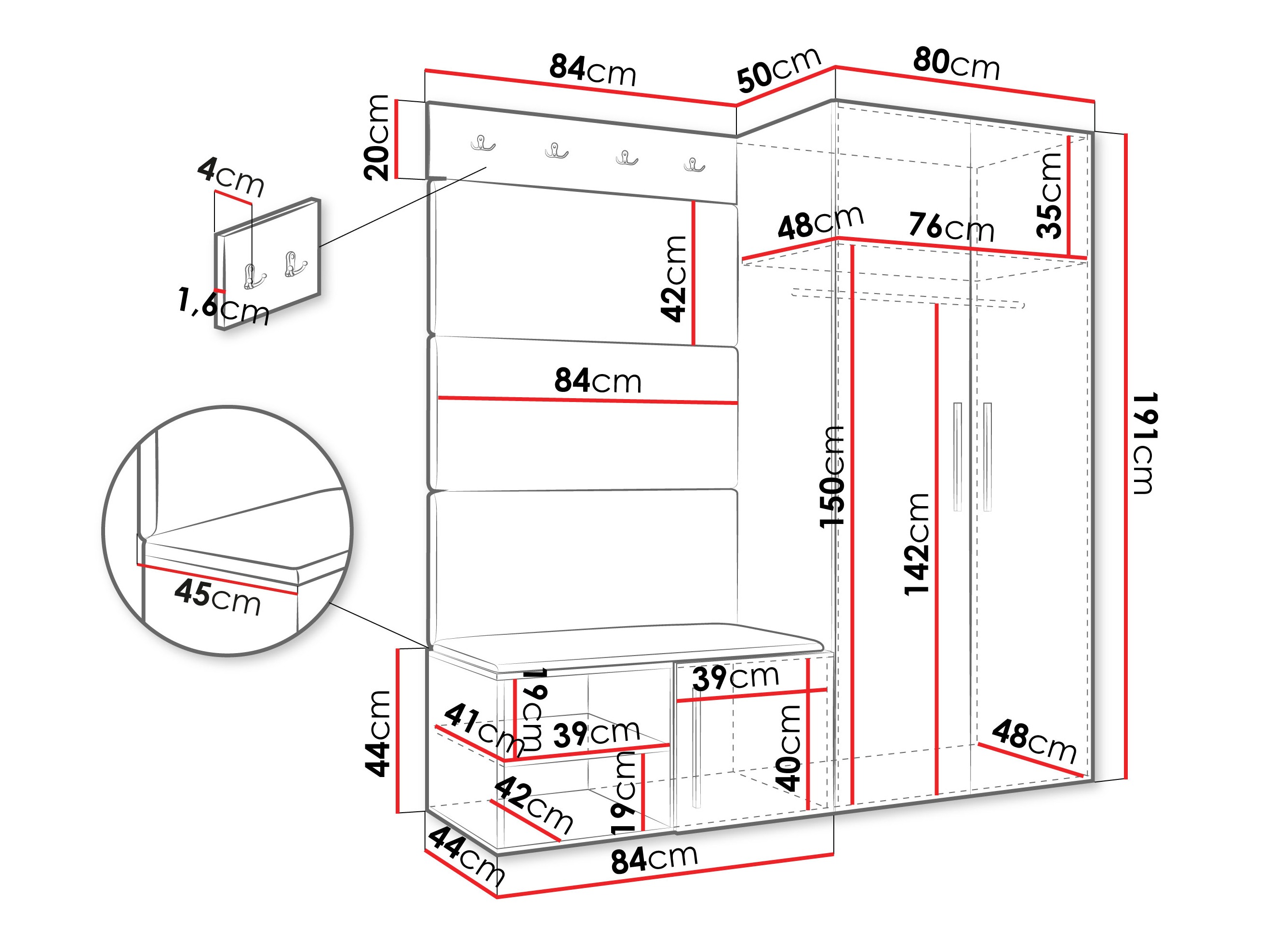 Set za hodnik Hartford 526 (Zanatski hrast)