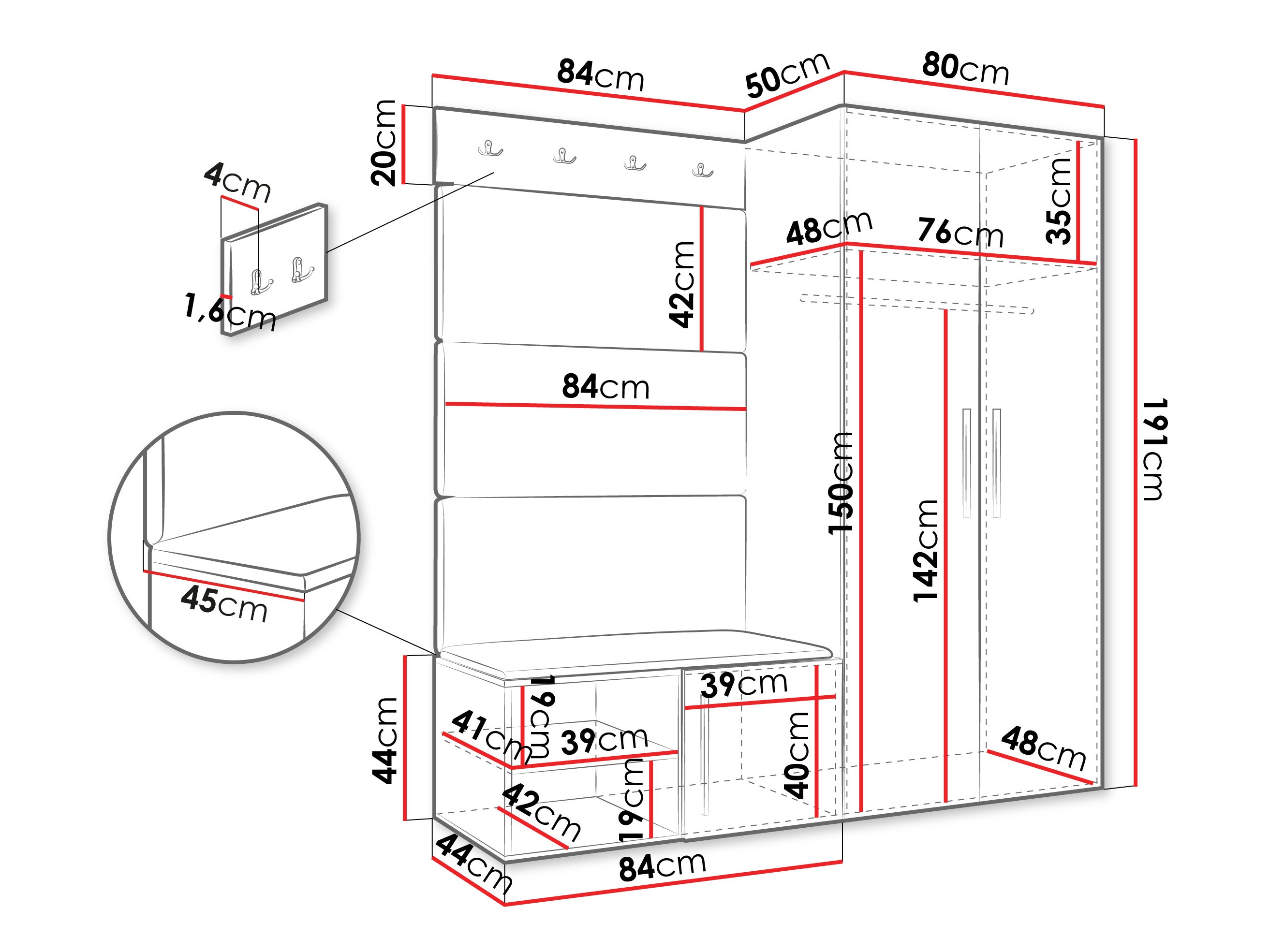 Set za hodnik Hartford 526 (Zanatski hrast)