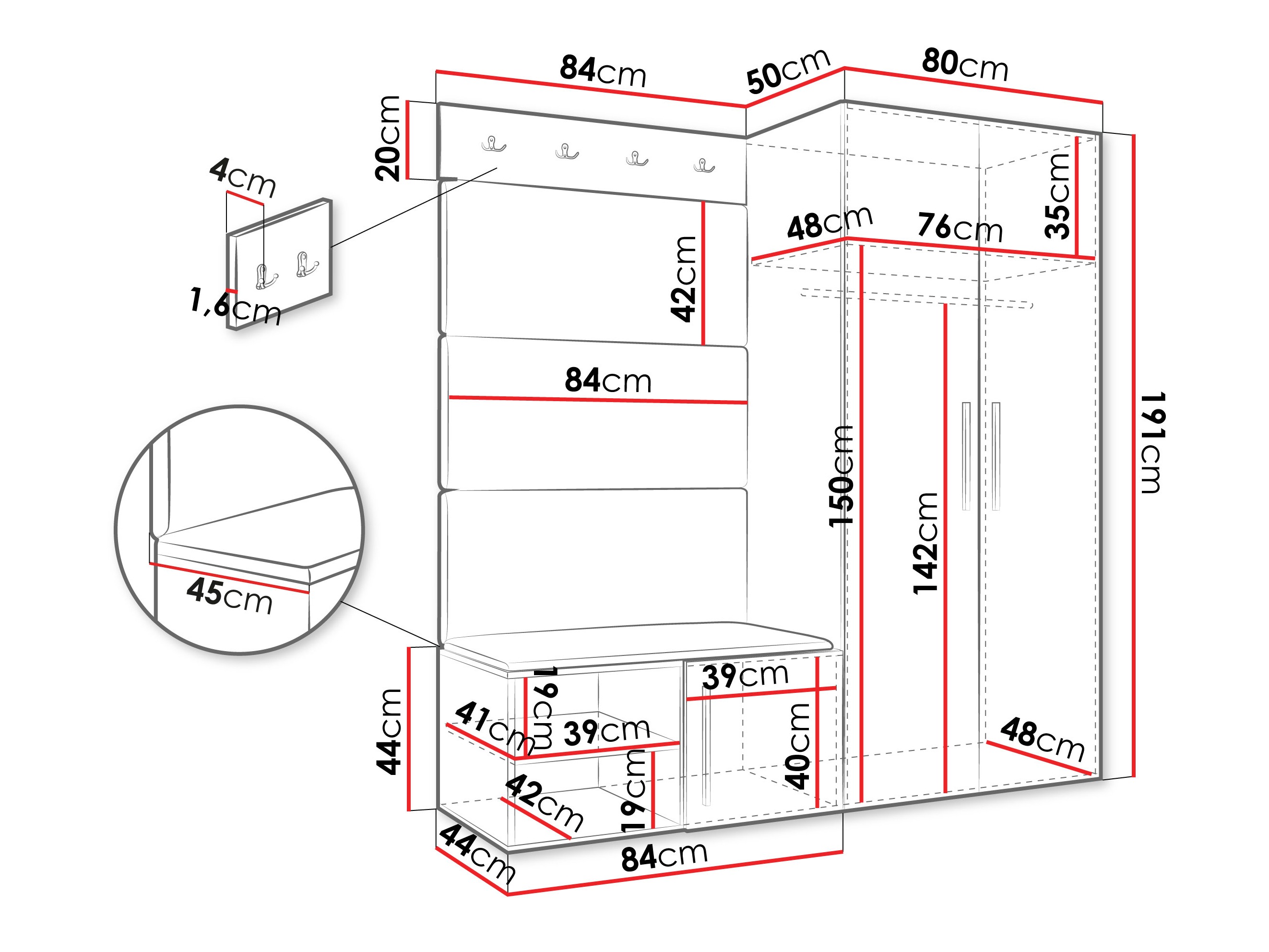 Set za hodnik Hartford 526 (Zanatski hrast)