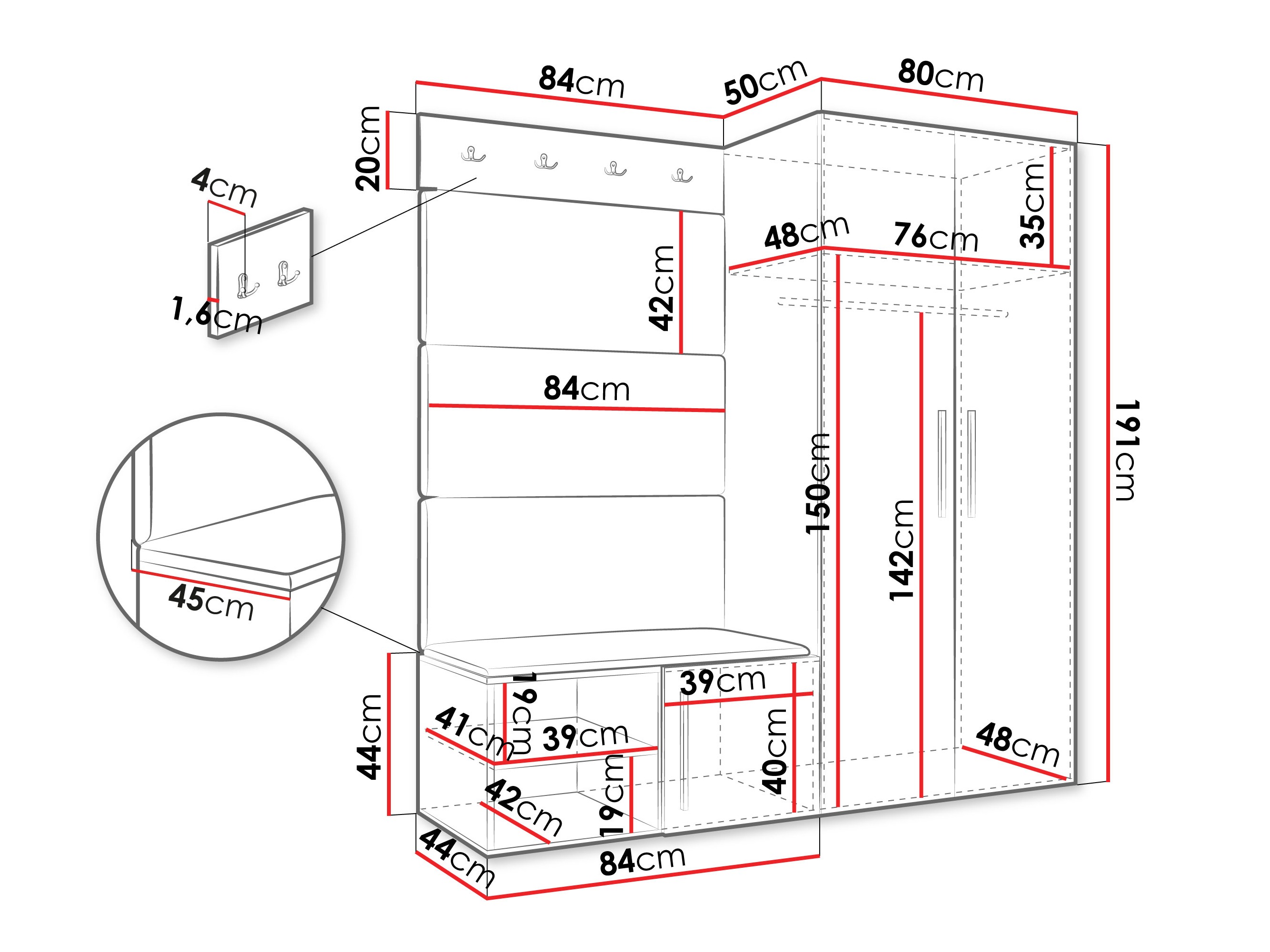 Set za hodnik Hartford 526 (Zanatski hrast)