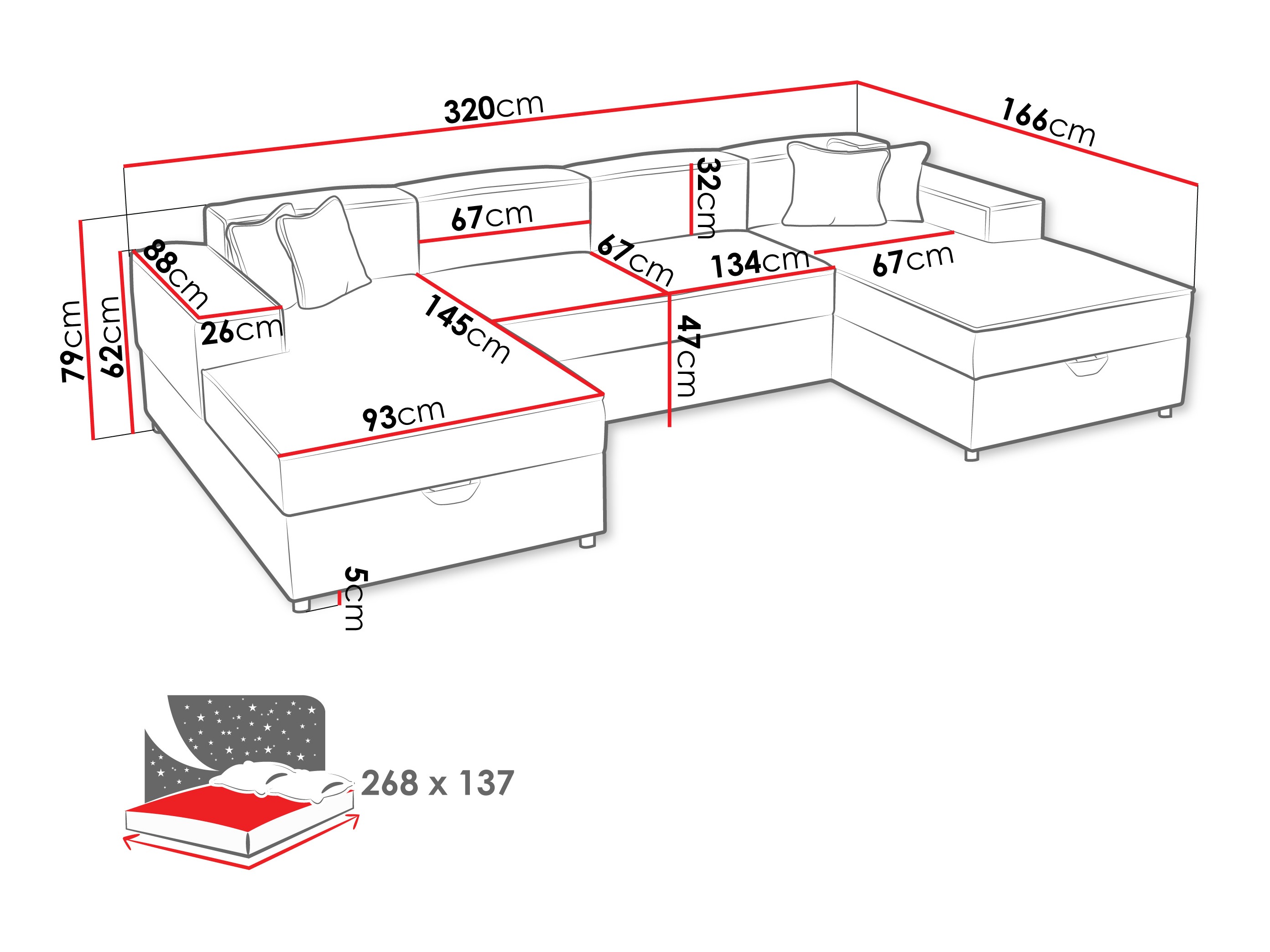 Ugaona sofa Clovis 115 (Coral 45)