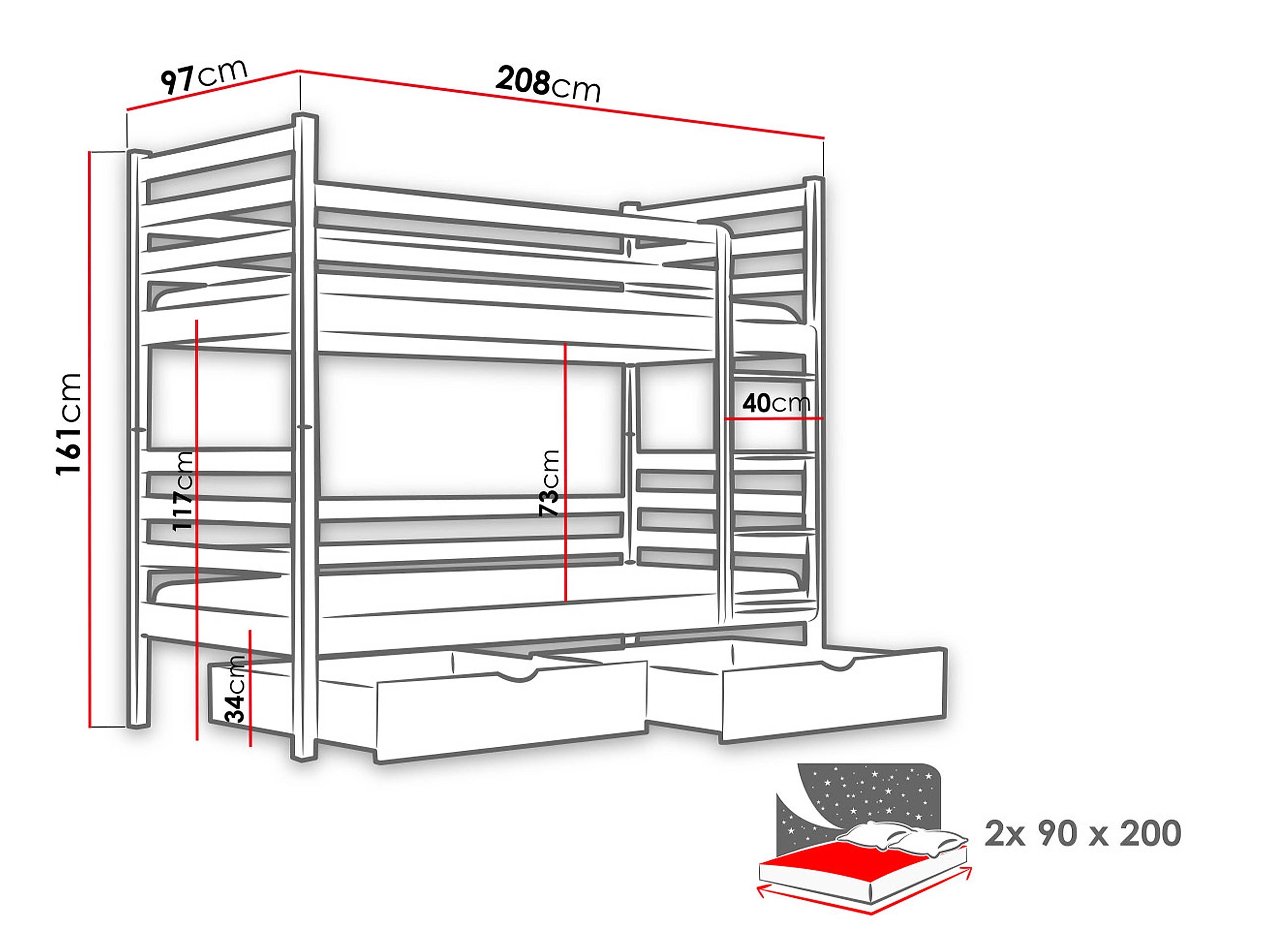 Krevet na sprat Vista 101 (Kašmir)