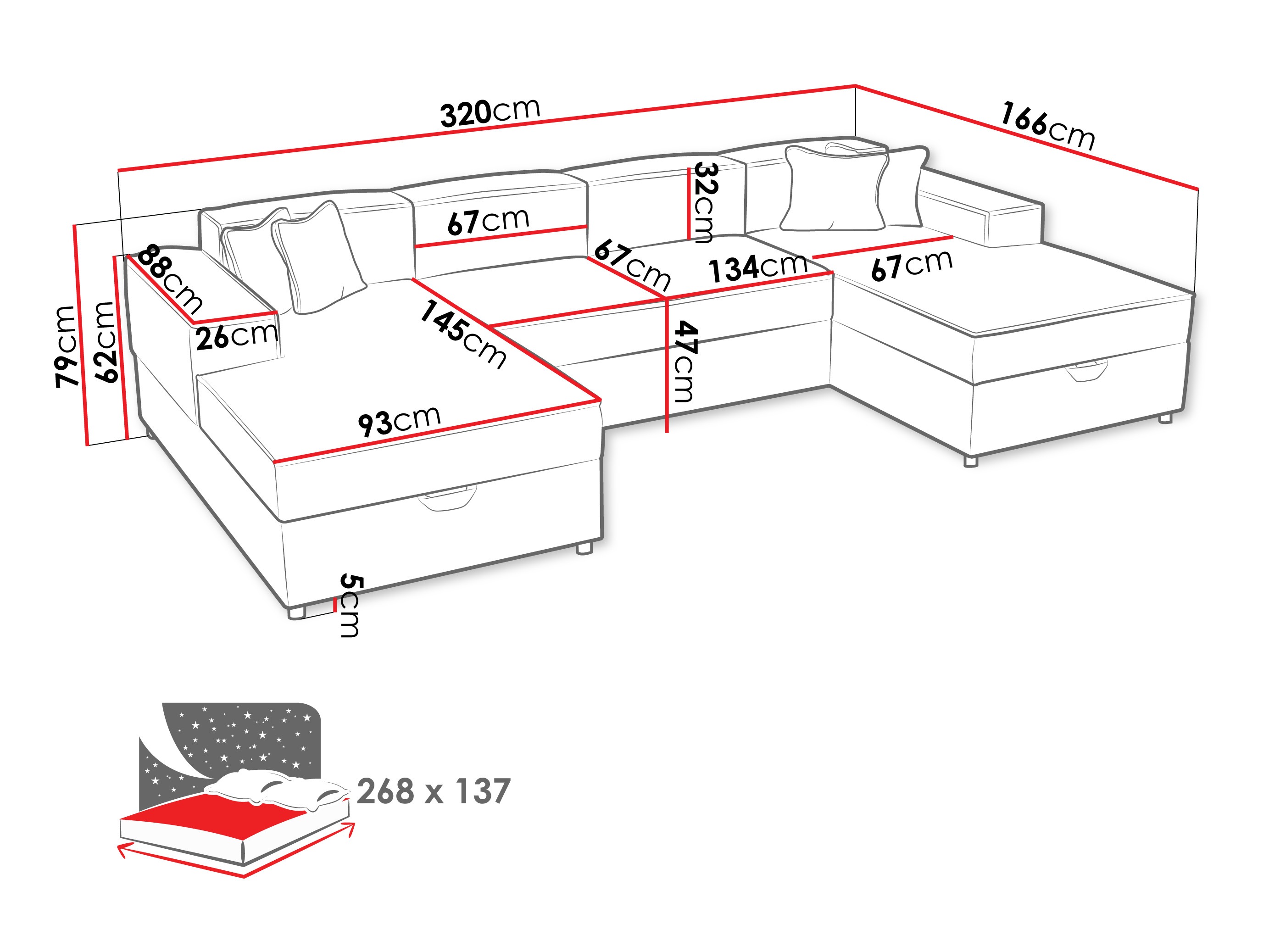 Ugaona sofa Clovis 115 (Coral 75)