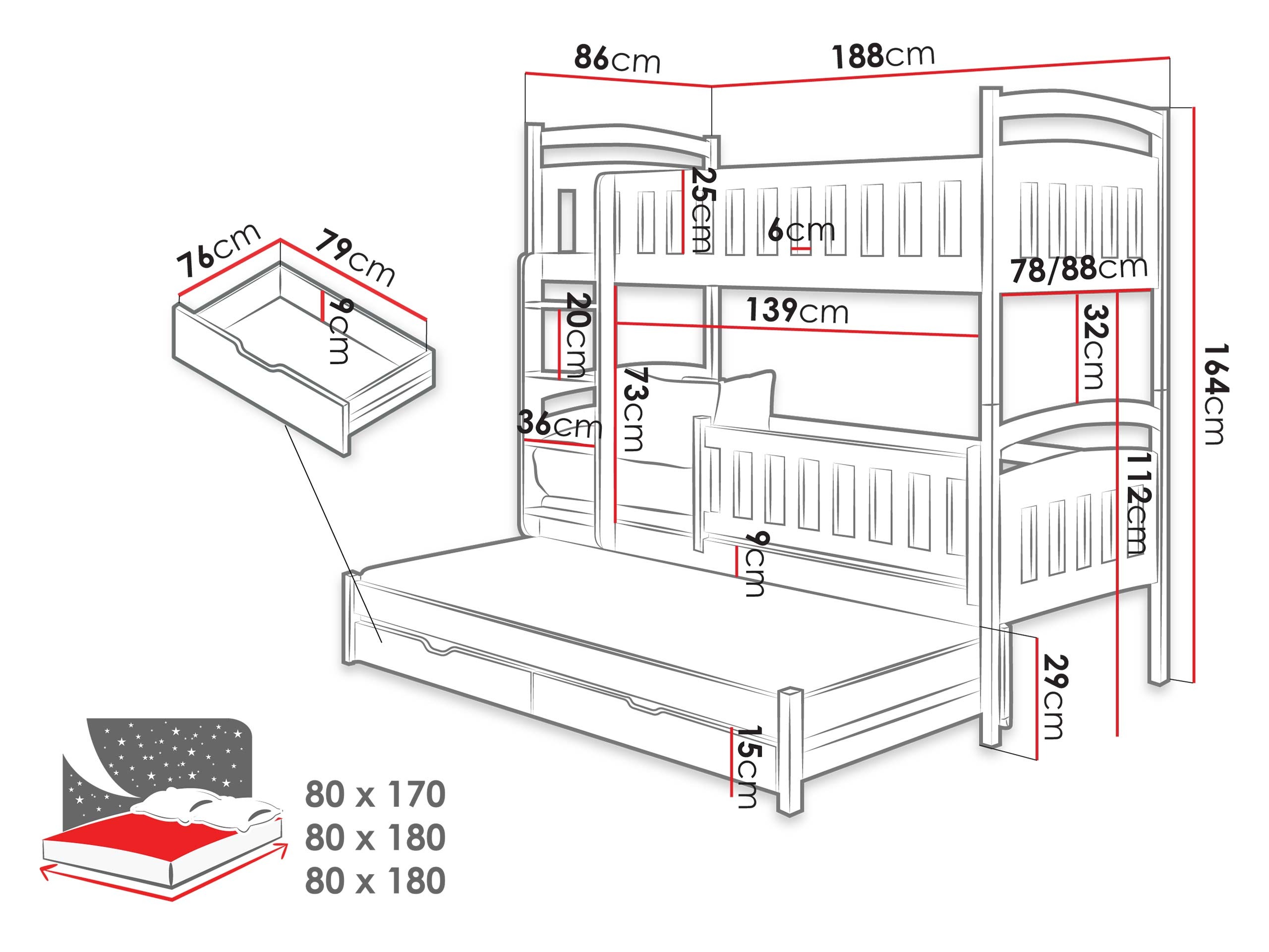 Krevet na sprat Vista 119 (Kašmir)