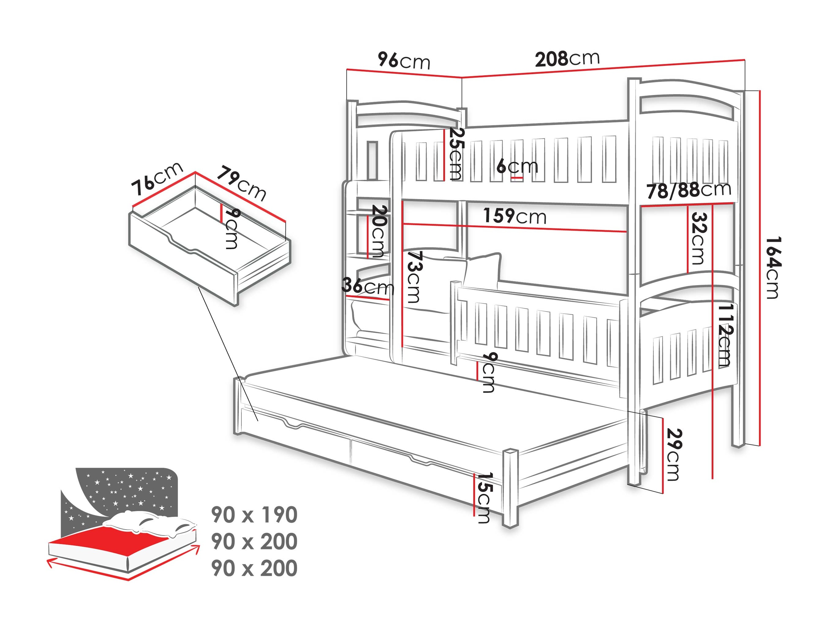 Krevet na sprat Vista 120 (Kašmir)
