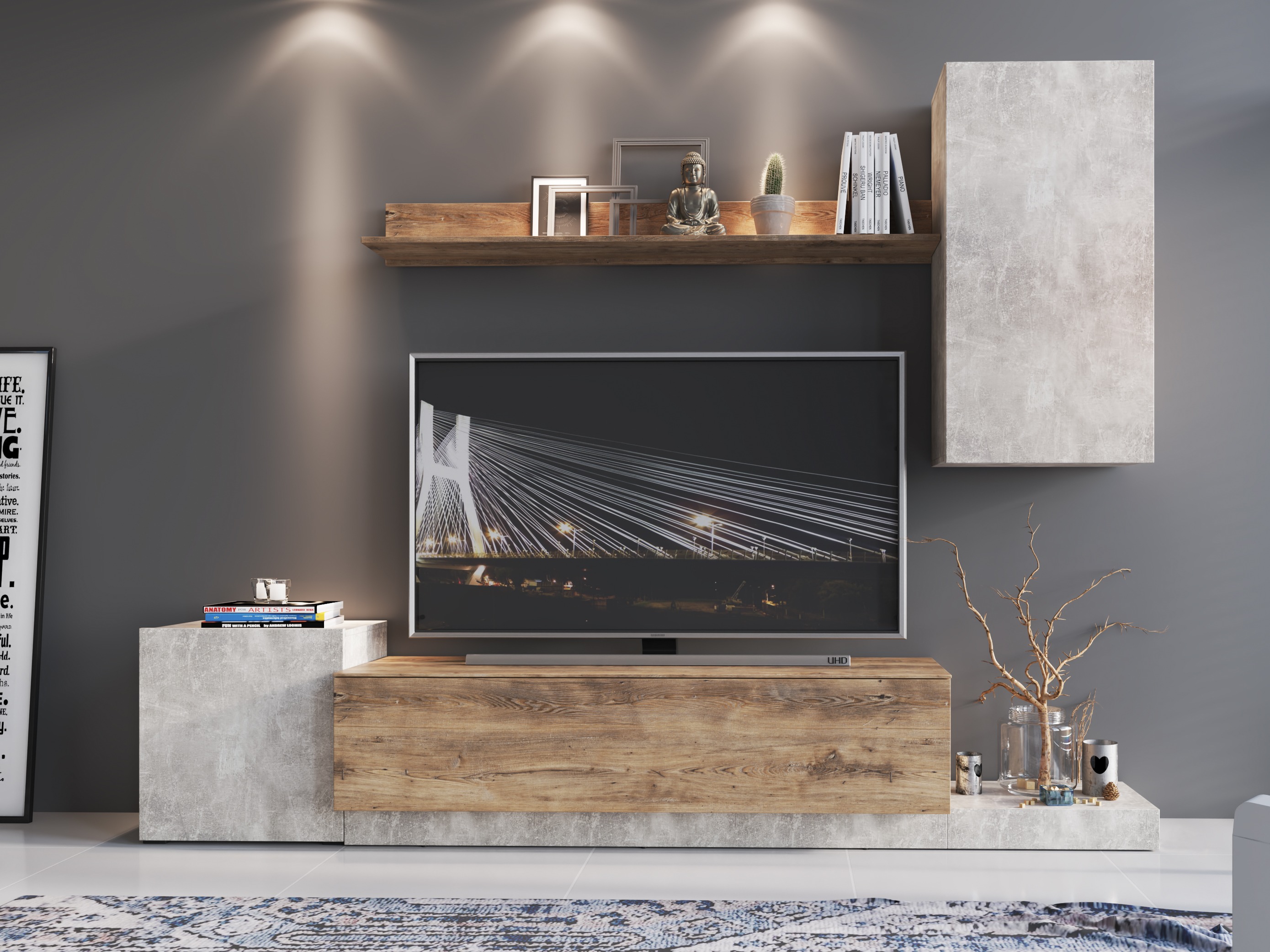 Set za dnevnu sobu Ontario 158 (Svetloosiva + Kesten)