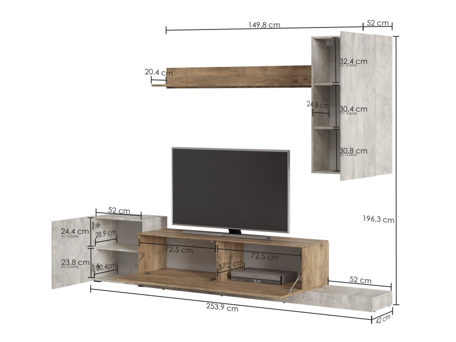 Set za dnevnu sobu Ontario 158 (Svetloosiva + Kesten)
