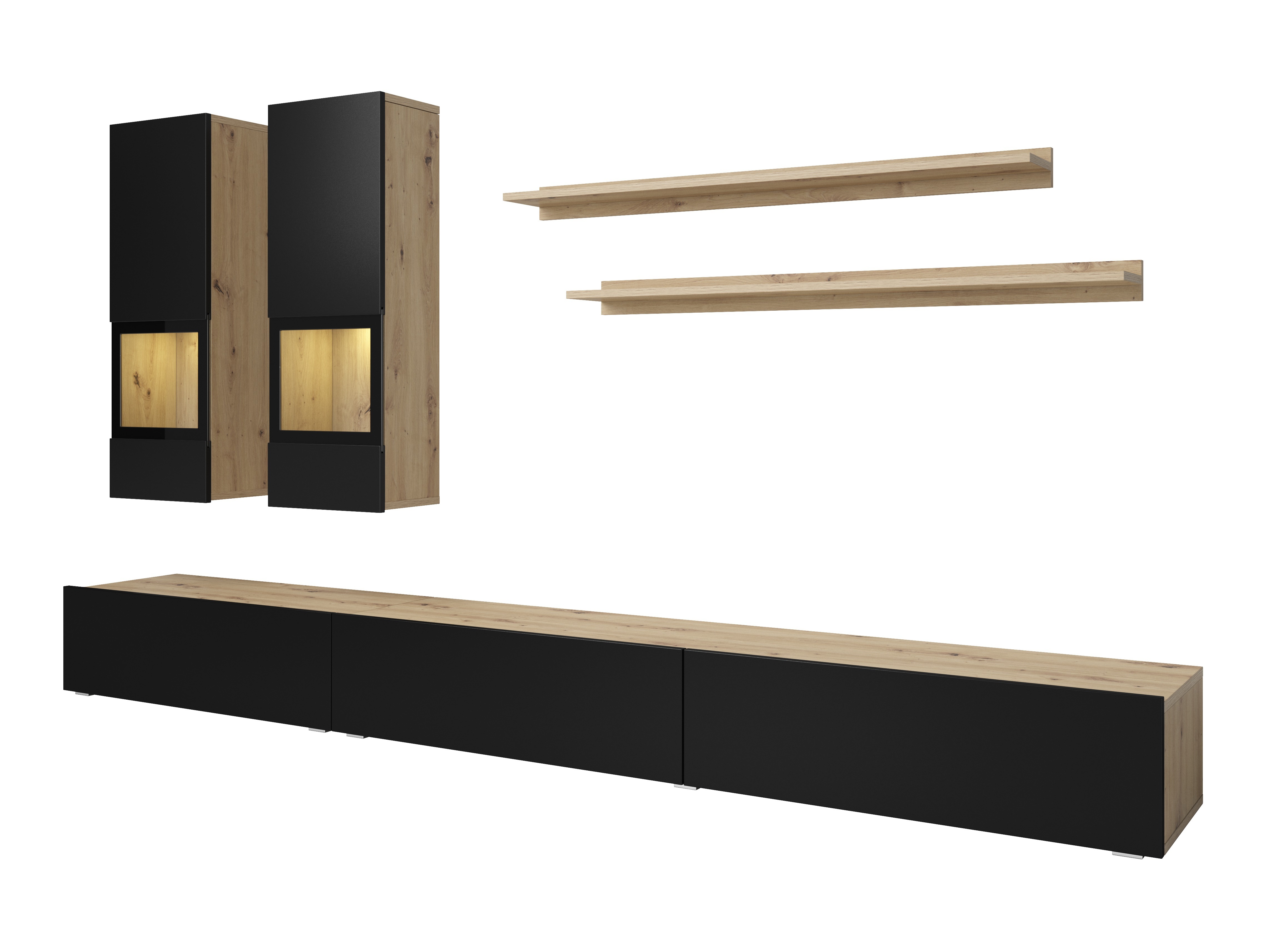 Set za dnevnu sobu Serodeu 100 (Artisan hrast + Mat crna)