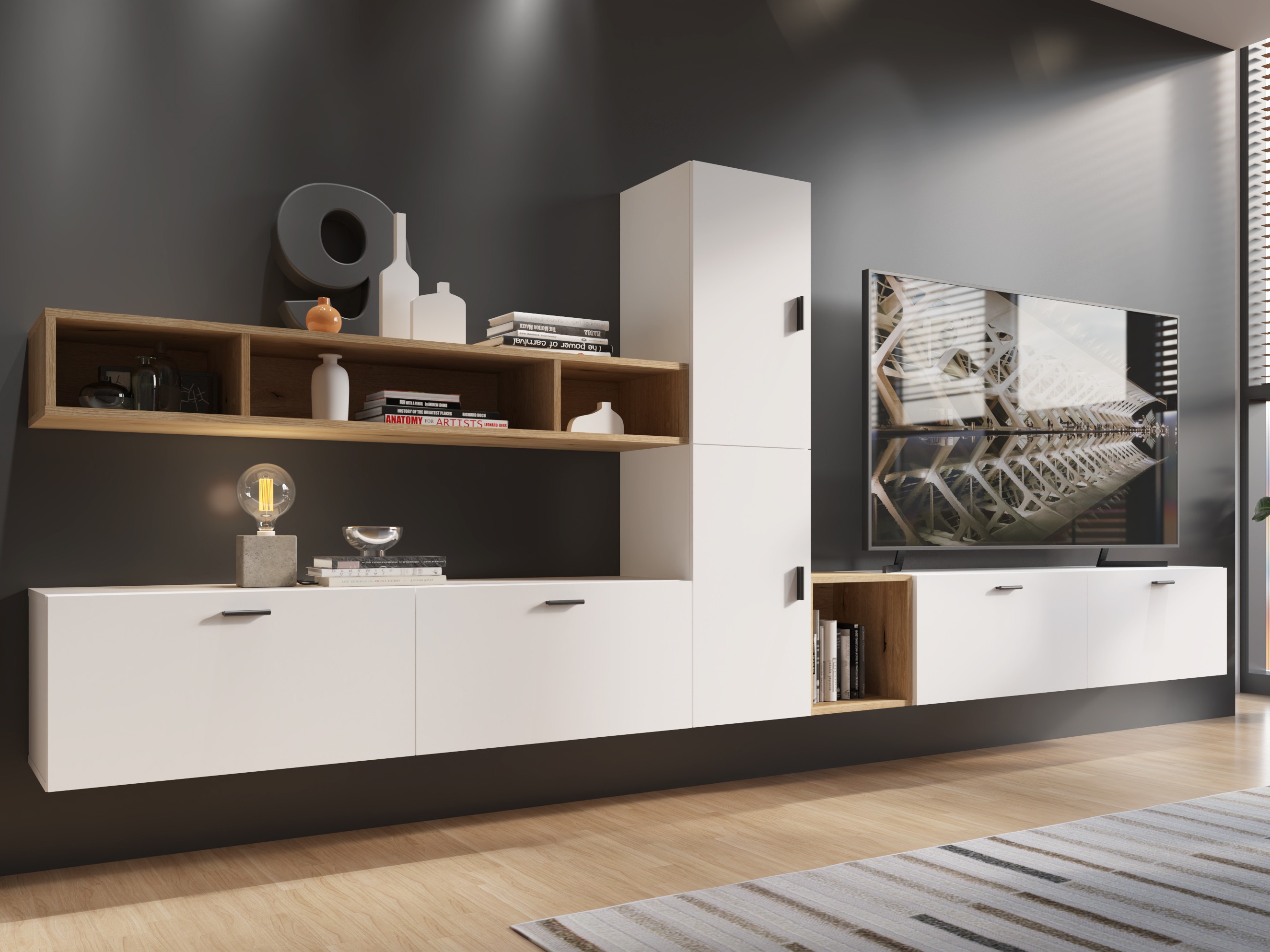 Set za dnevnu sobu Virnolu 108 (Belo + Hrast)