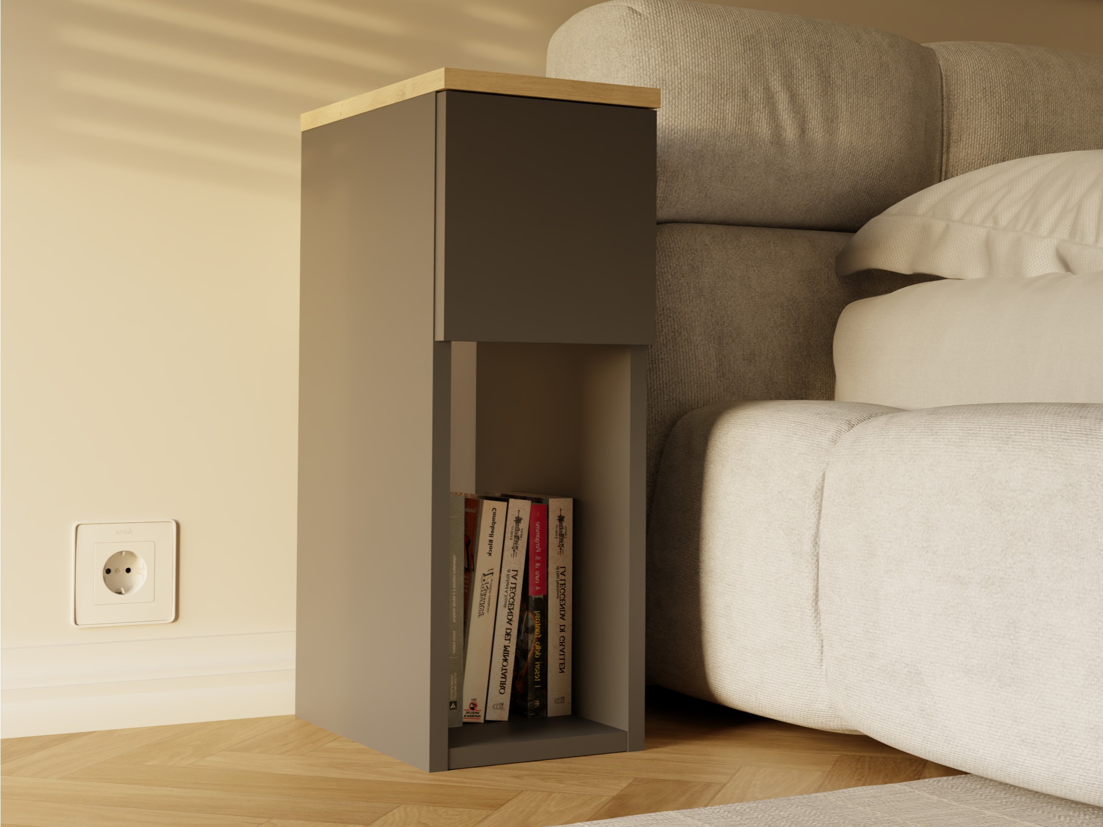 Noćni ormarić Mandeville 304 (Antracit + Artisan hrast)