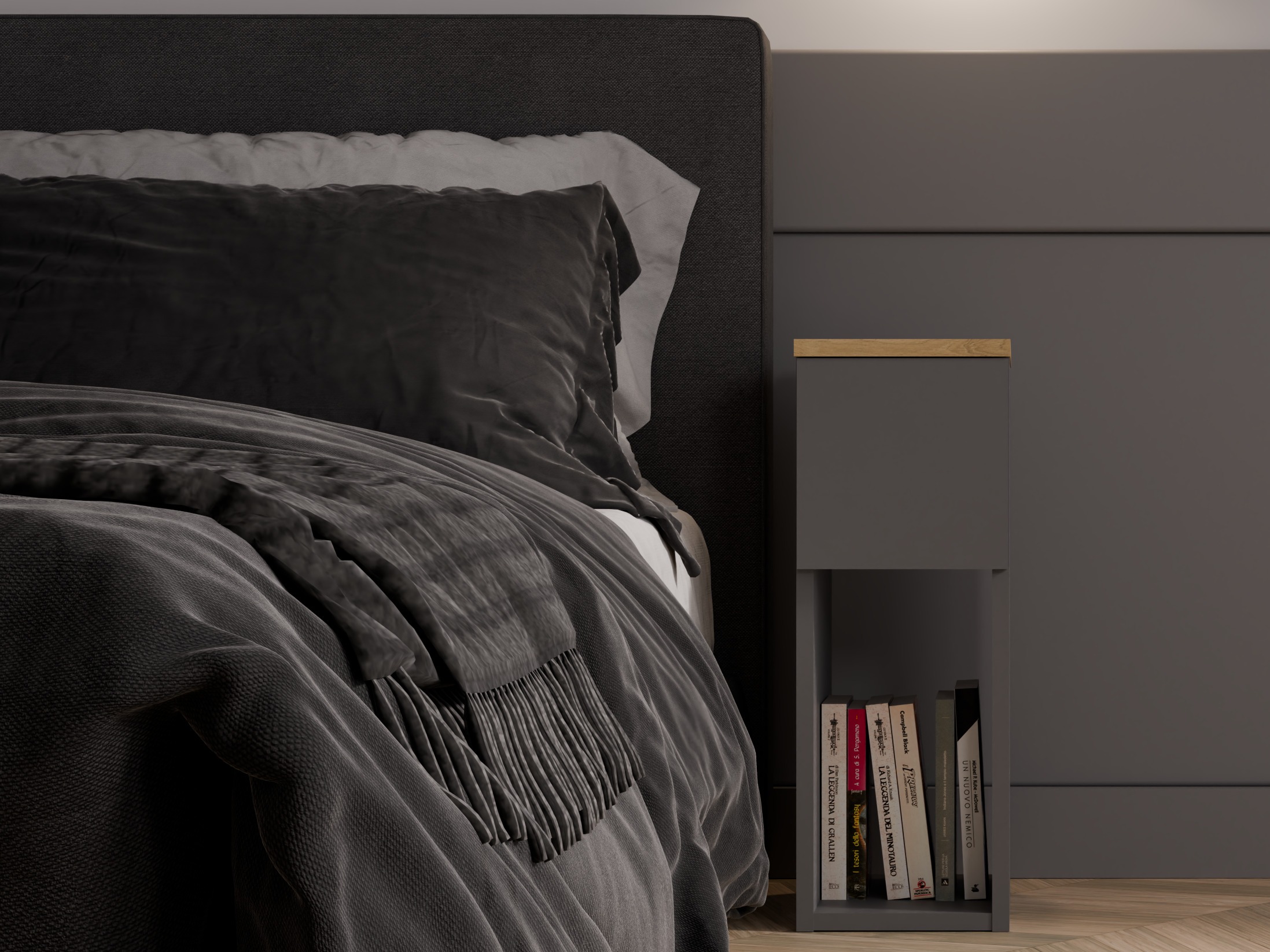 Noćni ormarić Mandeville 304 (Antracit + Artisan hrast)