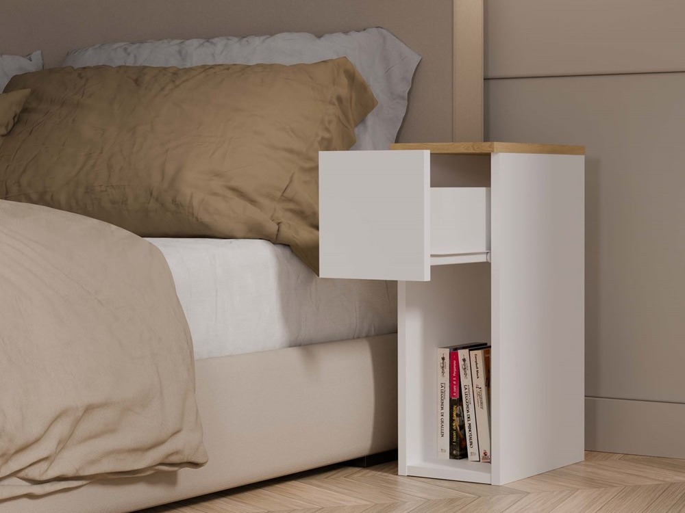 Noćni ormarić Mandeville 304 (Belo + Artisan hrast)