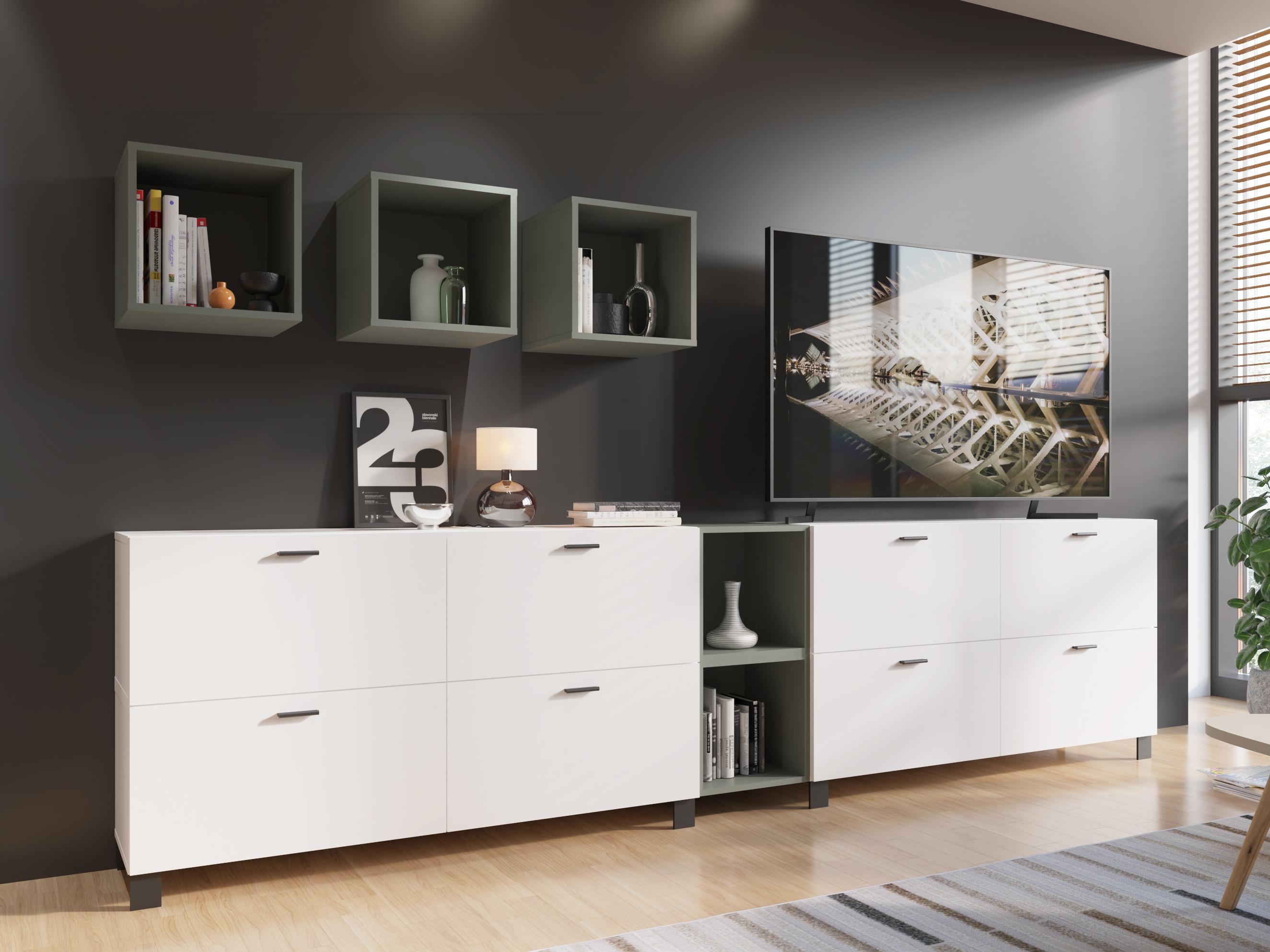 Set za dnevnu sobu Virnolu 110 (Belo + Zelena)