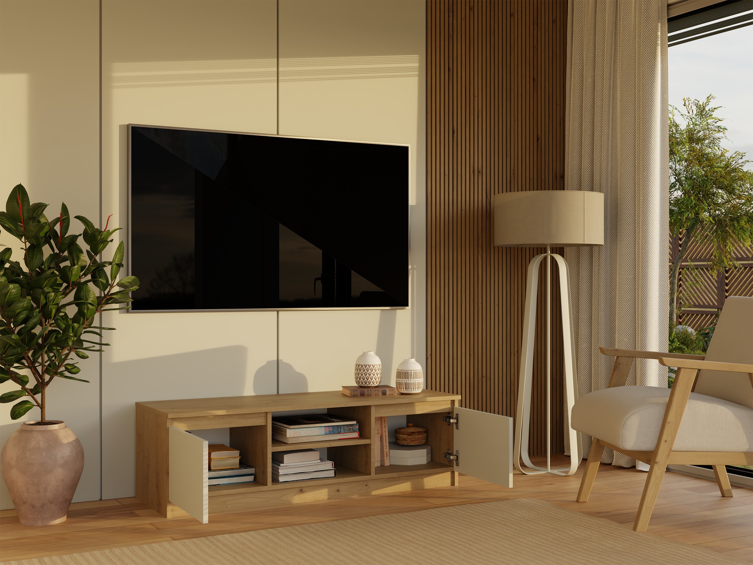 TV sto Elbvelu 123 (Zanatski hrast + Kašmir)