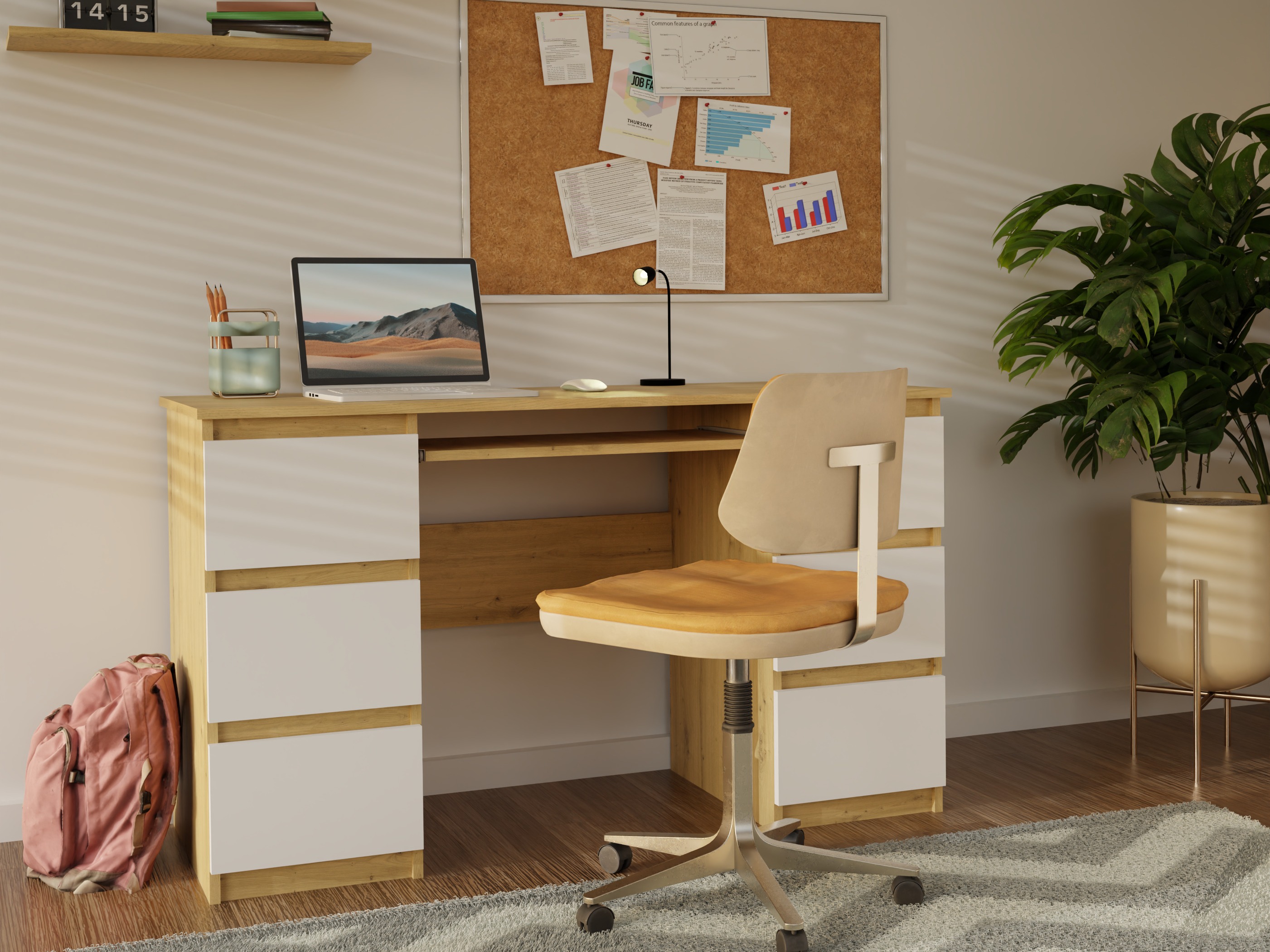 Kancelarijski sto Mandeville 178 (Zanatski hrast + Belo)