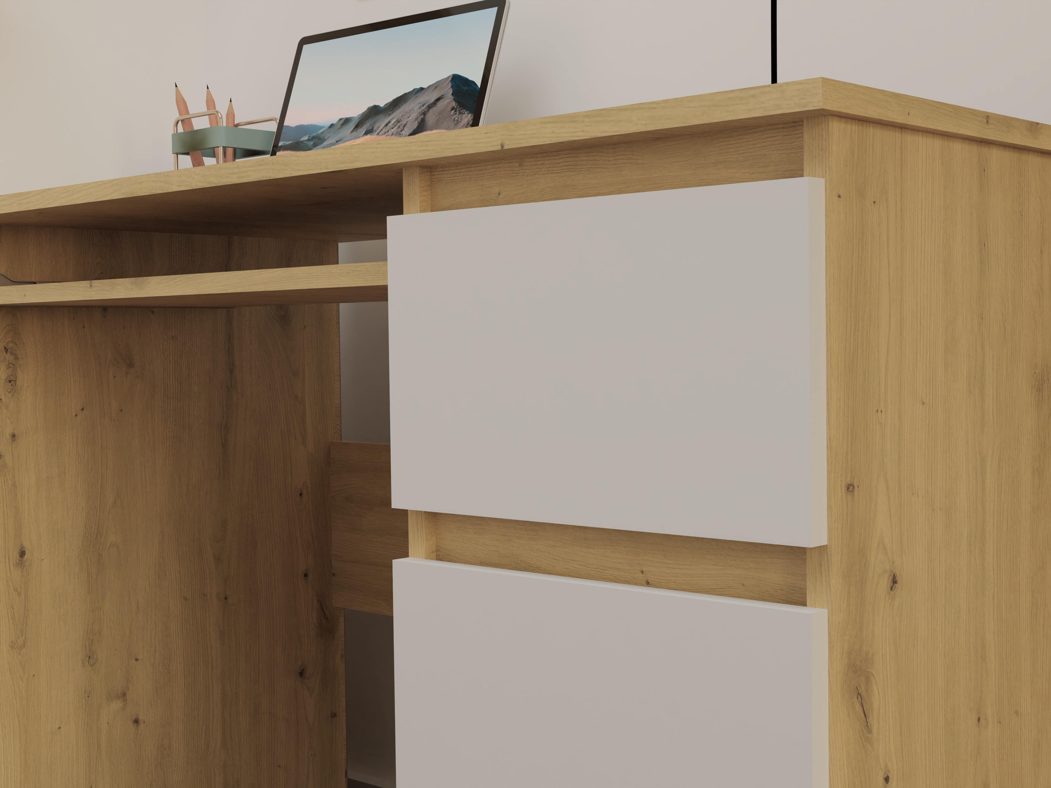 Kancelarijski sto Mandeville 178 (Zanatski hrast + Belo)