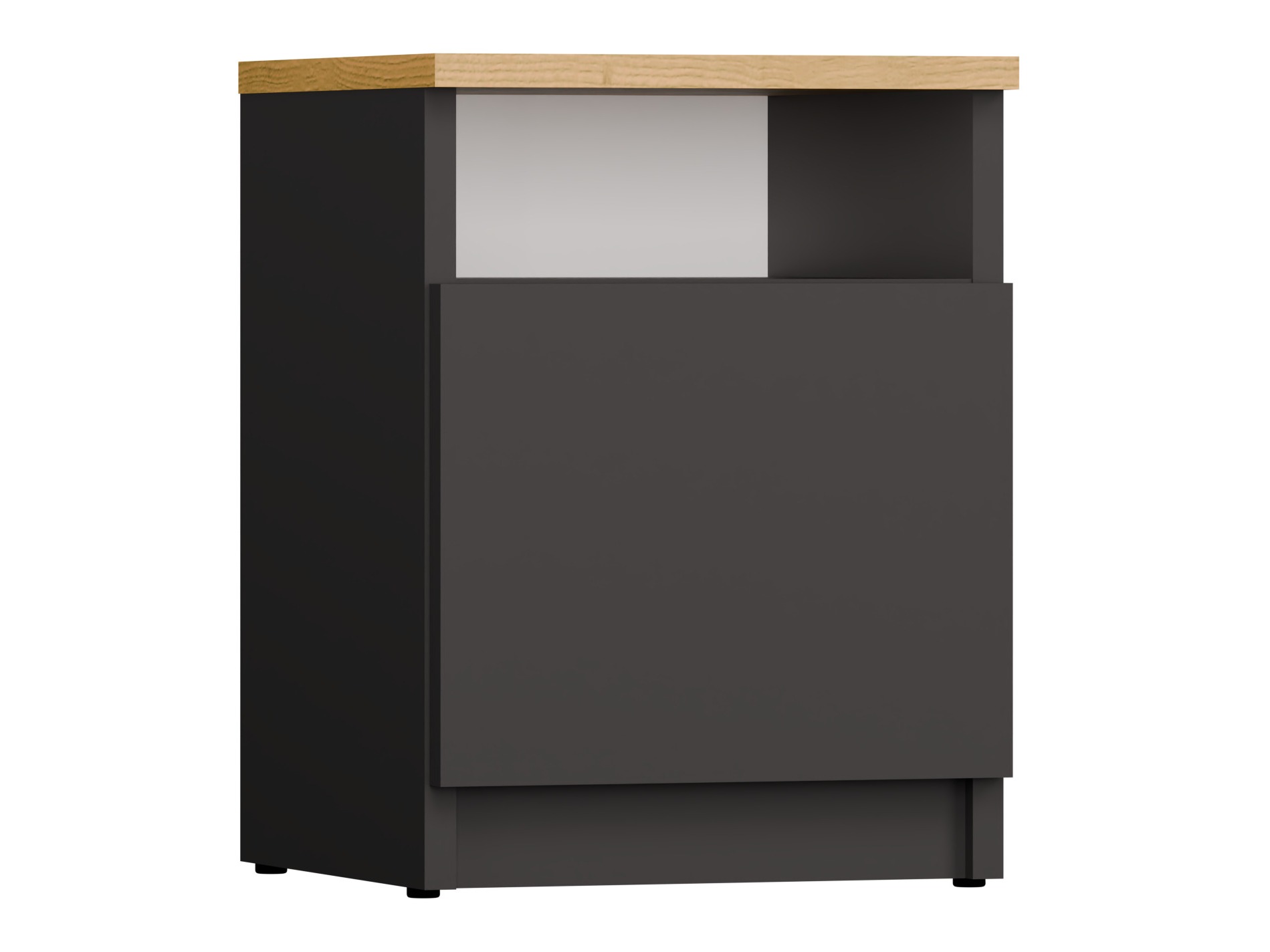 Noćni ormarić Mandeville 305 (Antricit (ugalj) + Zanatski hrast)